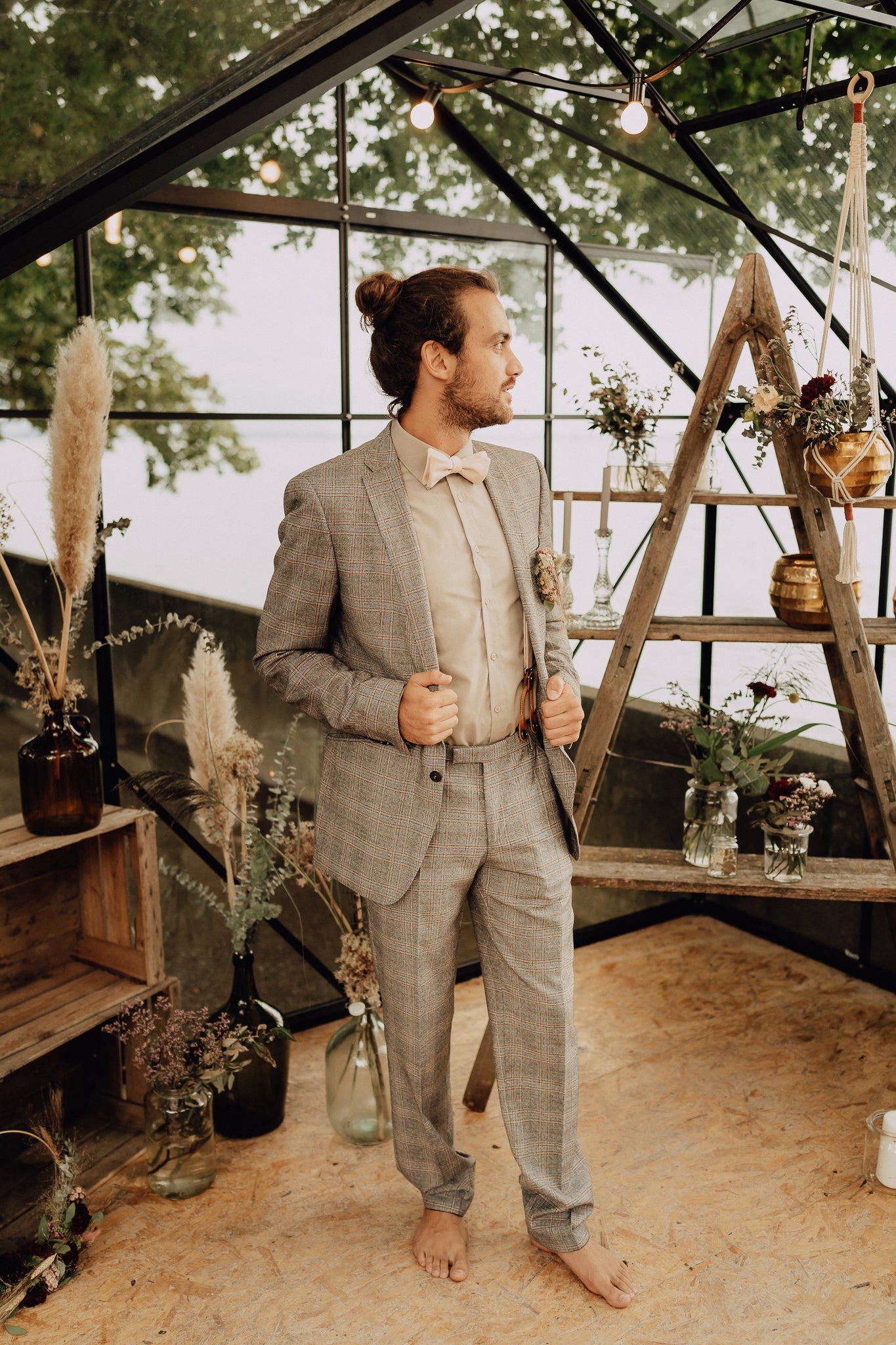Set Fliege und Hosenträger in Apricot "Francois"