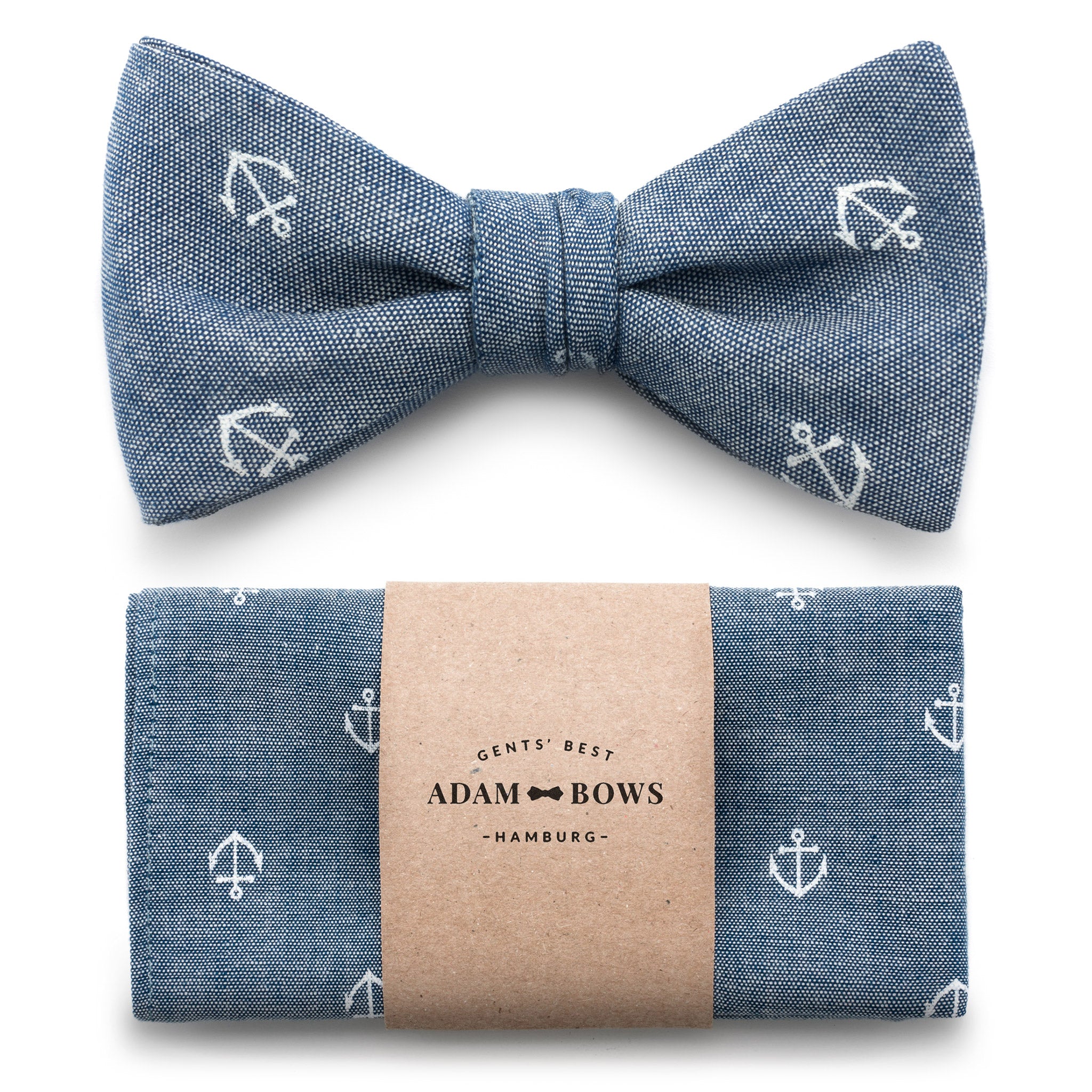 Set bow tie and pocket square in blue "Hans"