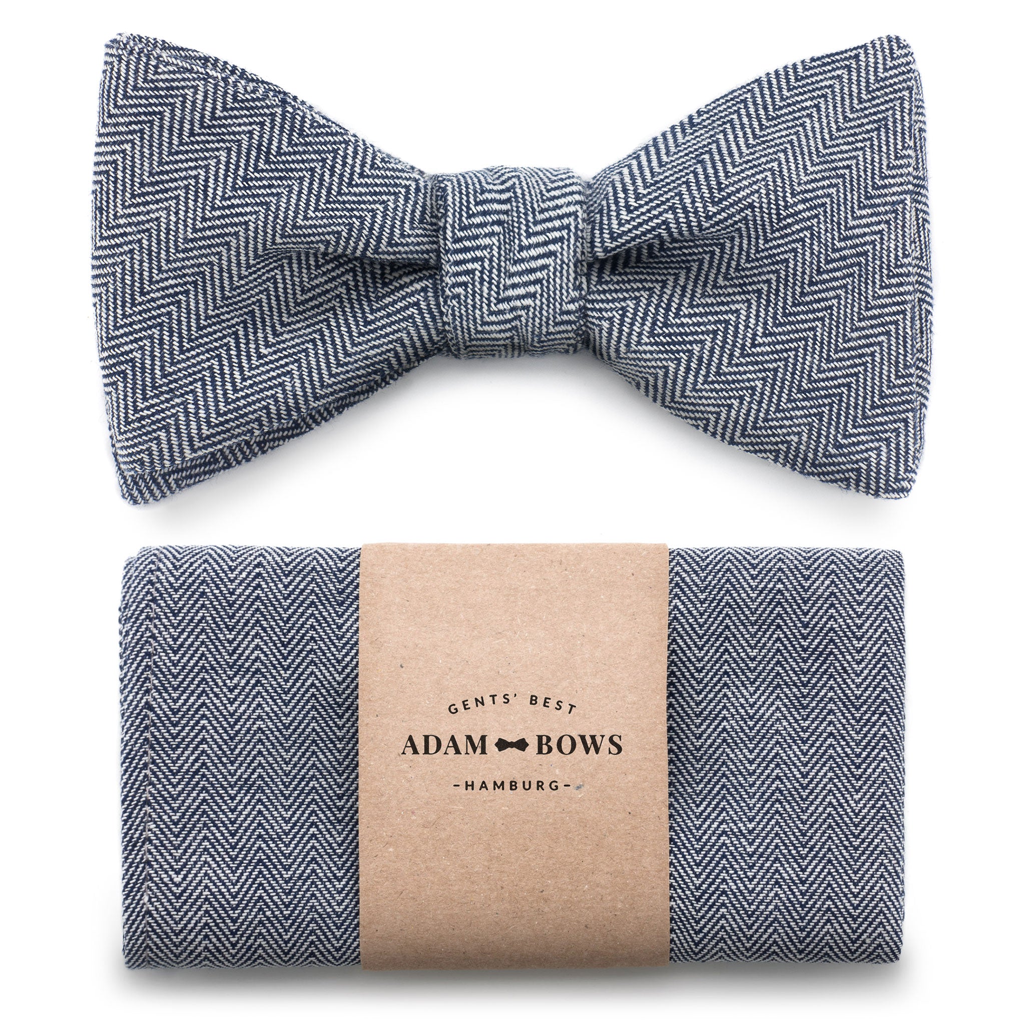 Set bow tie and pocket square in blue "Henry"