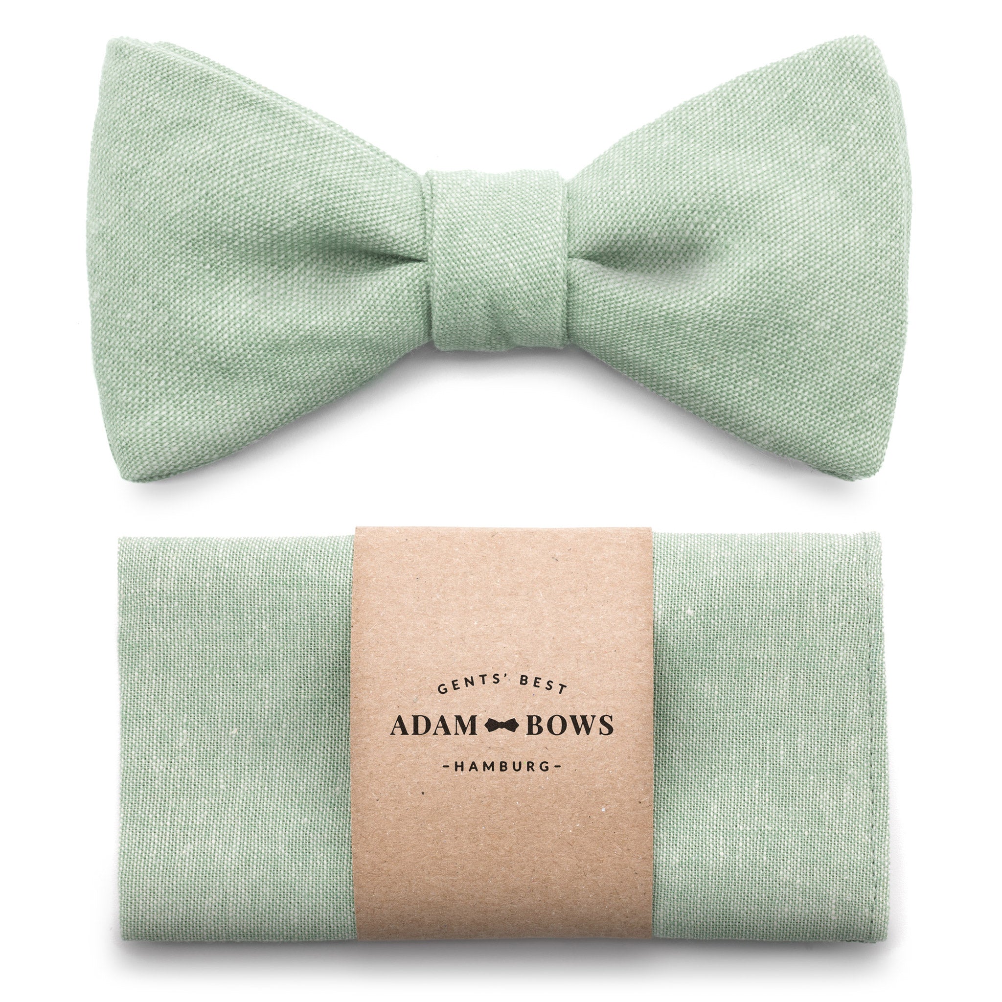 Set Bow Tie and Pocket Square Mint Green "Fiete"