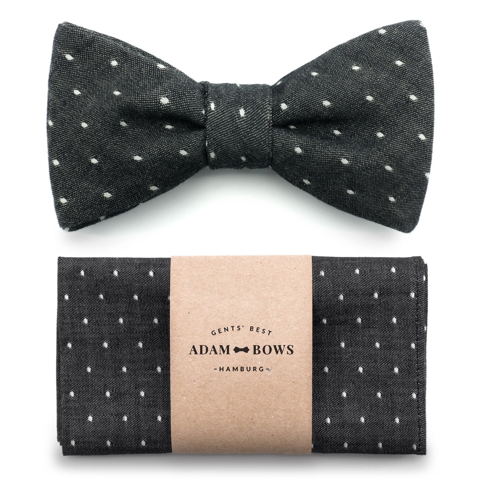 Set bow tie and pocket square in black "Otto"