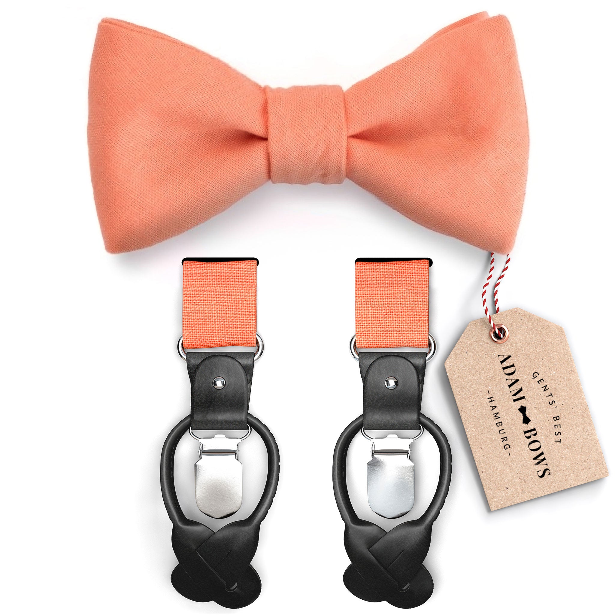 Set Fliege und Hosenträger in Coral "Pablo"