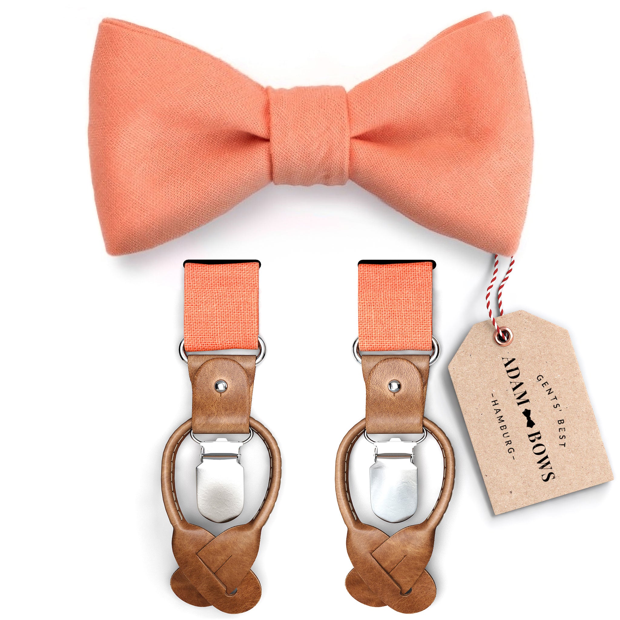 Set Fliege und Hosenträger in Coral "Pablo"