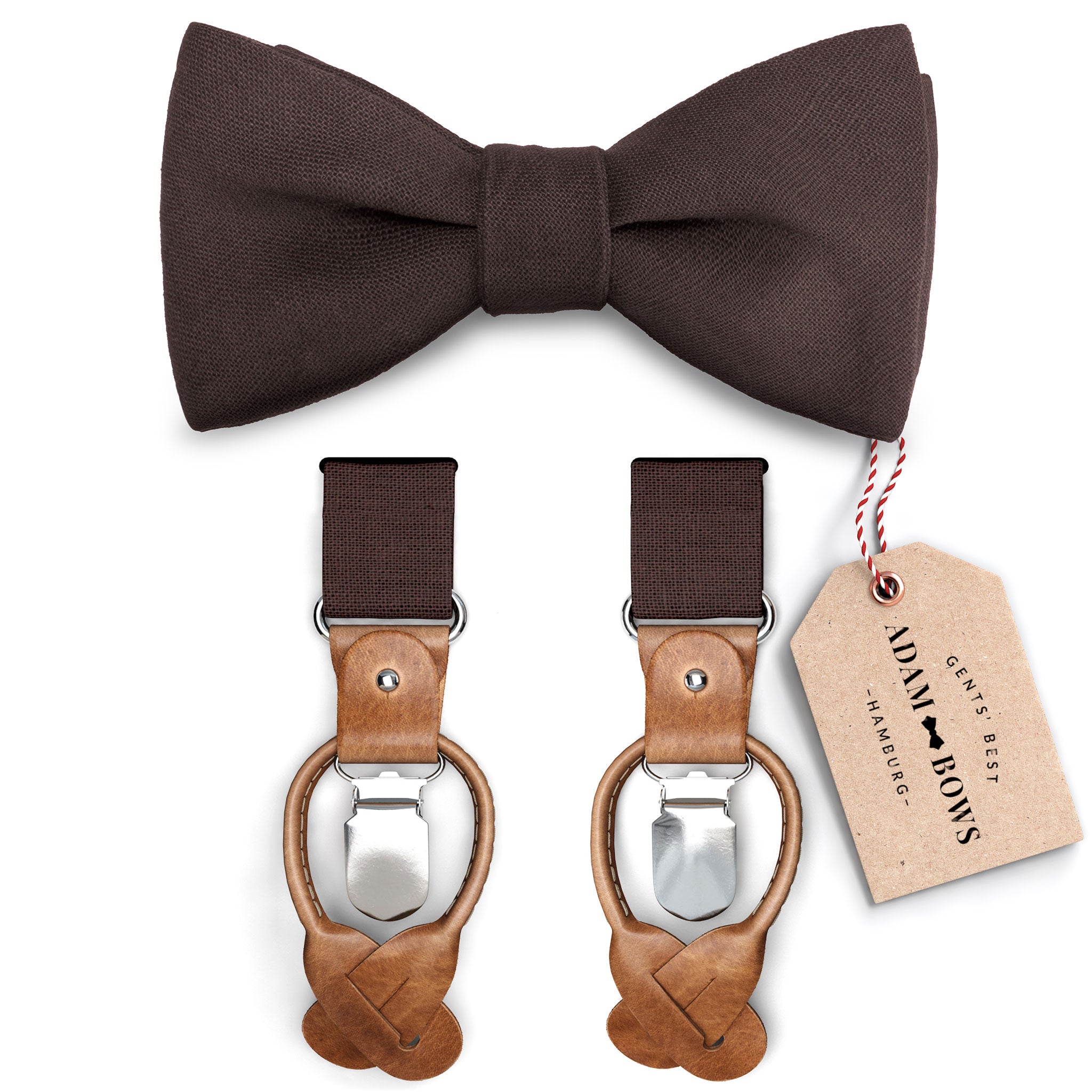 Set bow tie and suspenders in dark brown "Tammo"