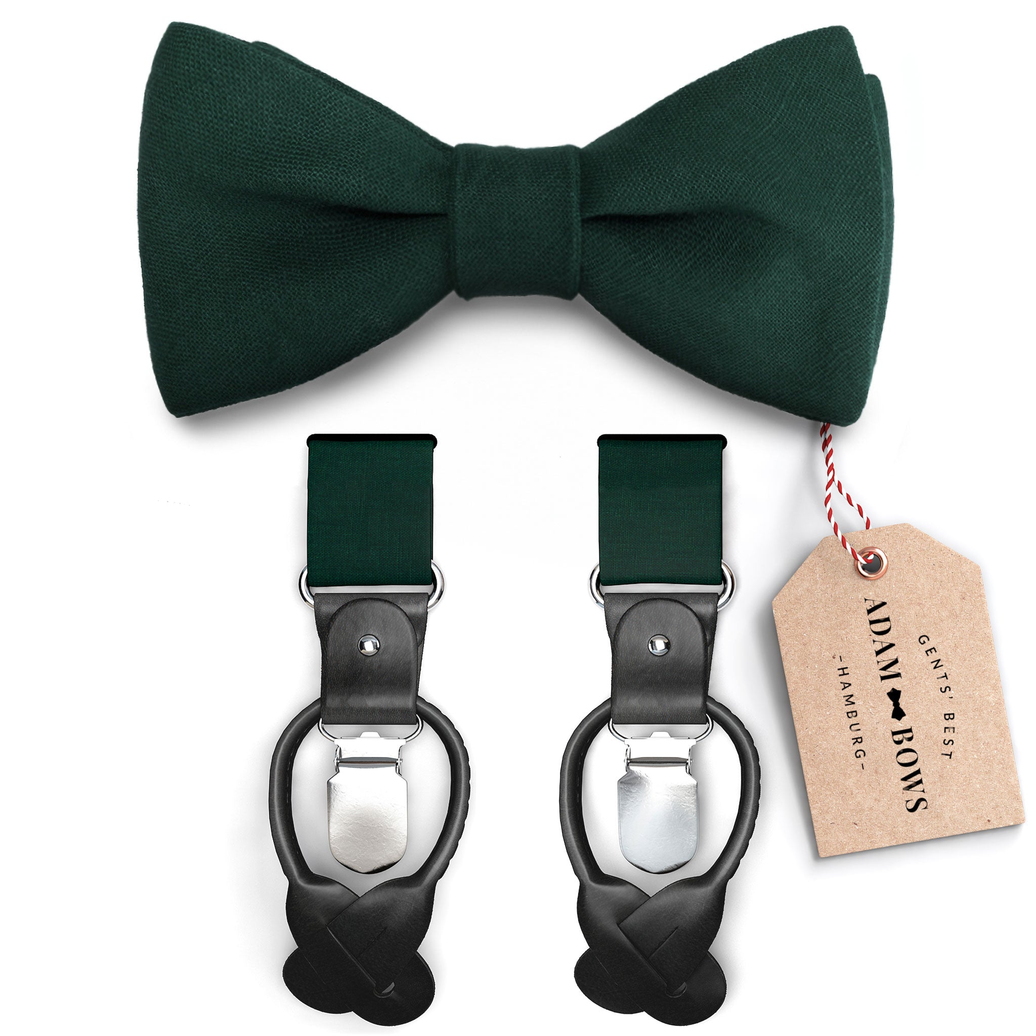 Set bow tie and suspenders in dark green "Gustav"