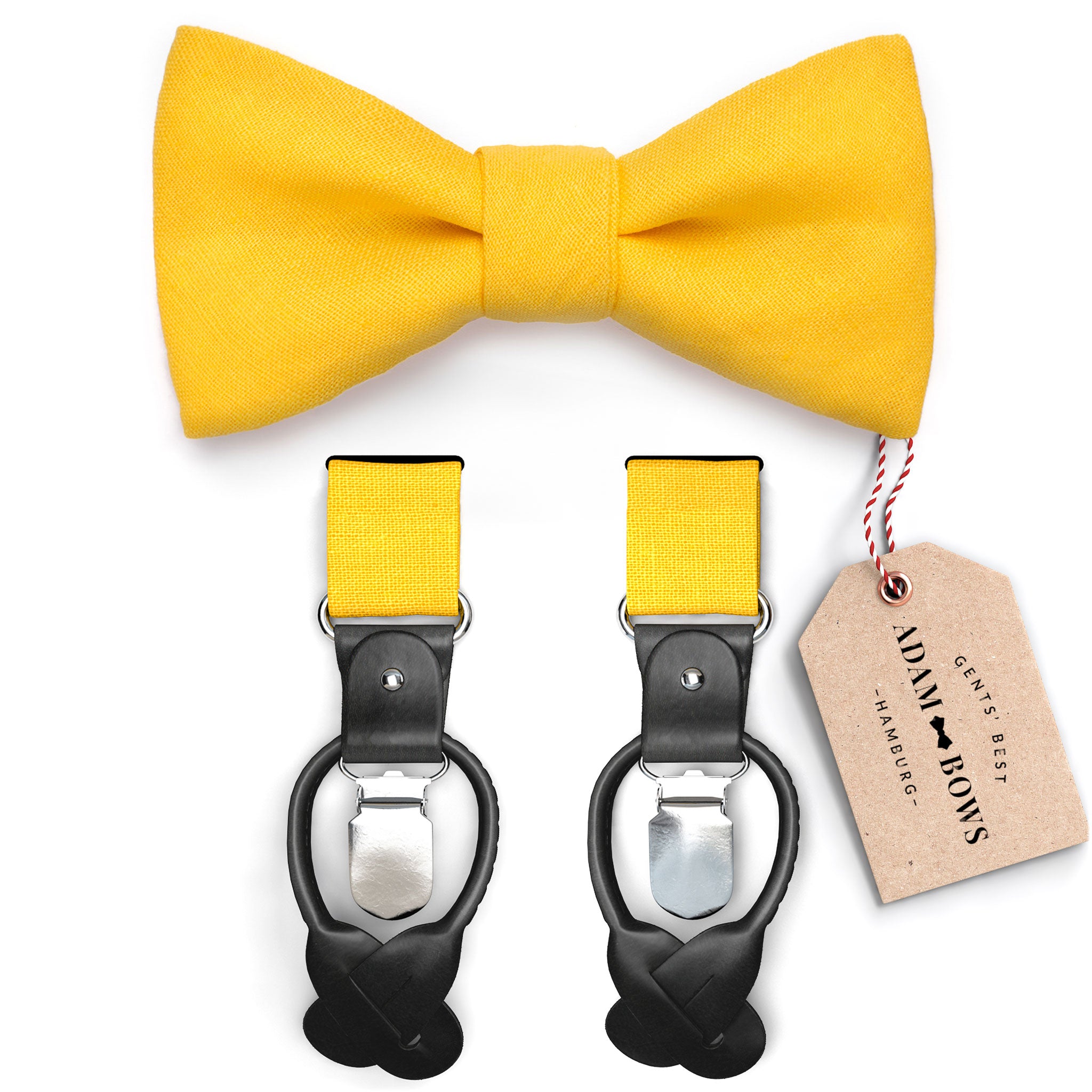 Set bow tie and suspenders in yellow "Sunny"