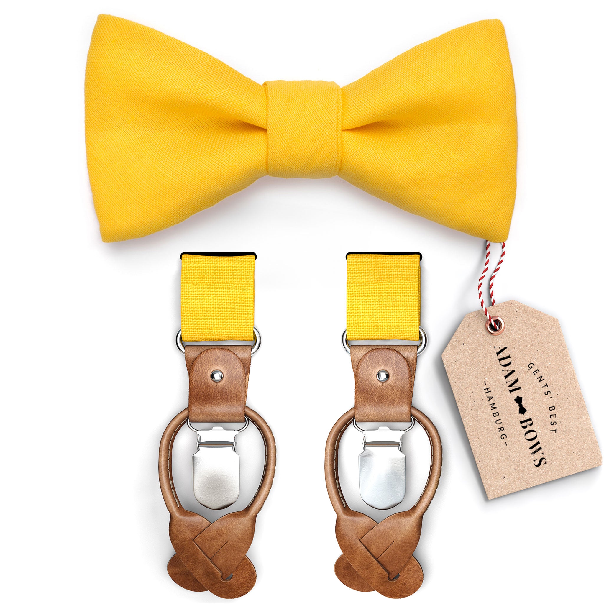 Set bow tie and suspenders in yellow "Sunny"