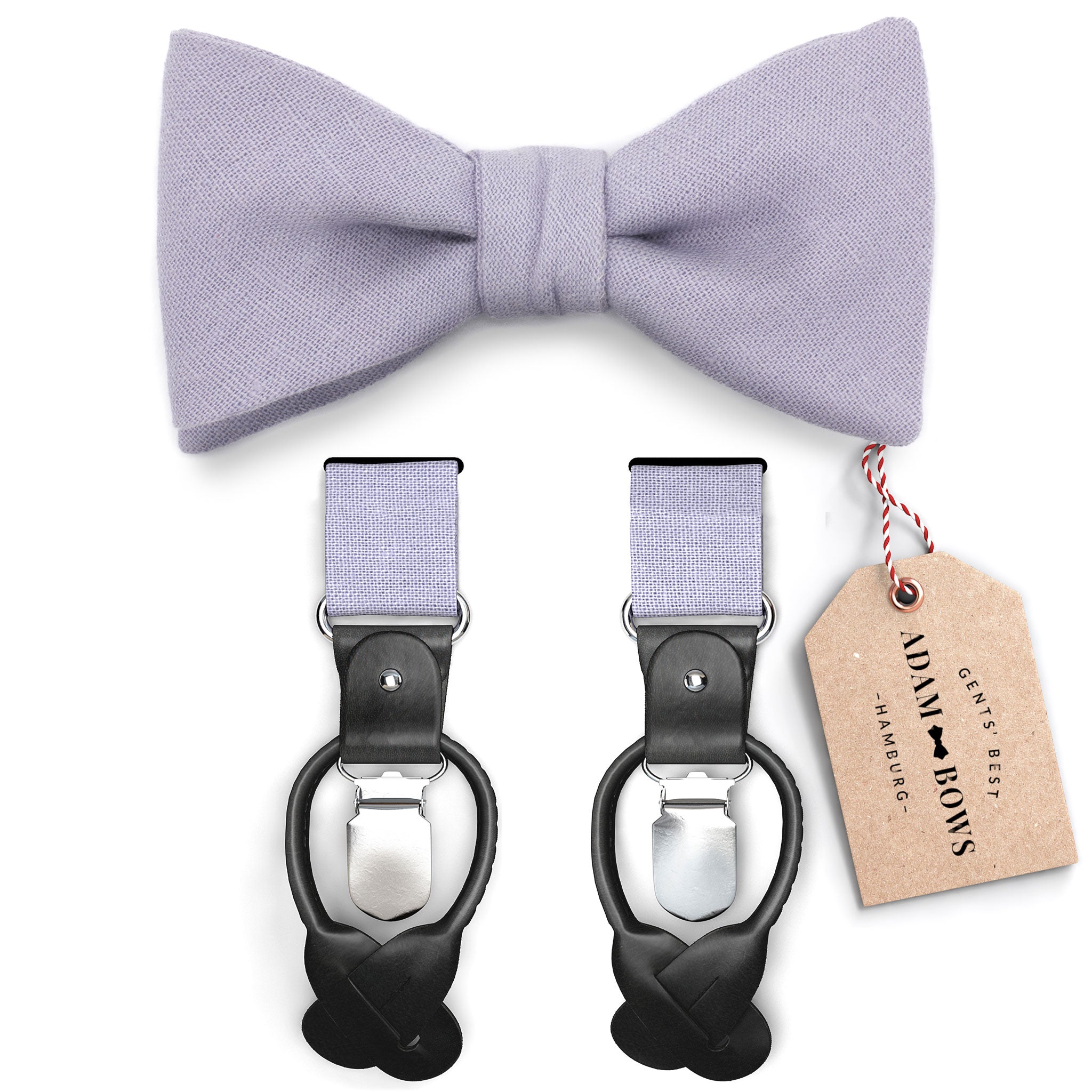 Set bow tie and suspenders in lilac "Louis"