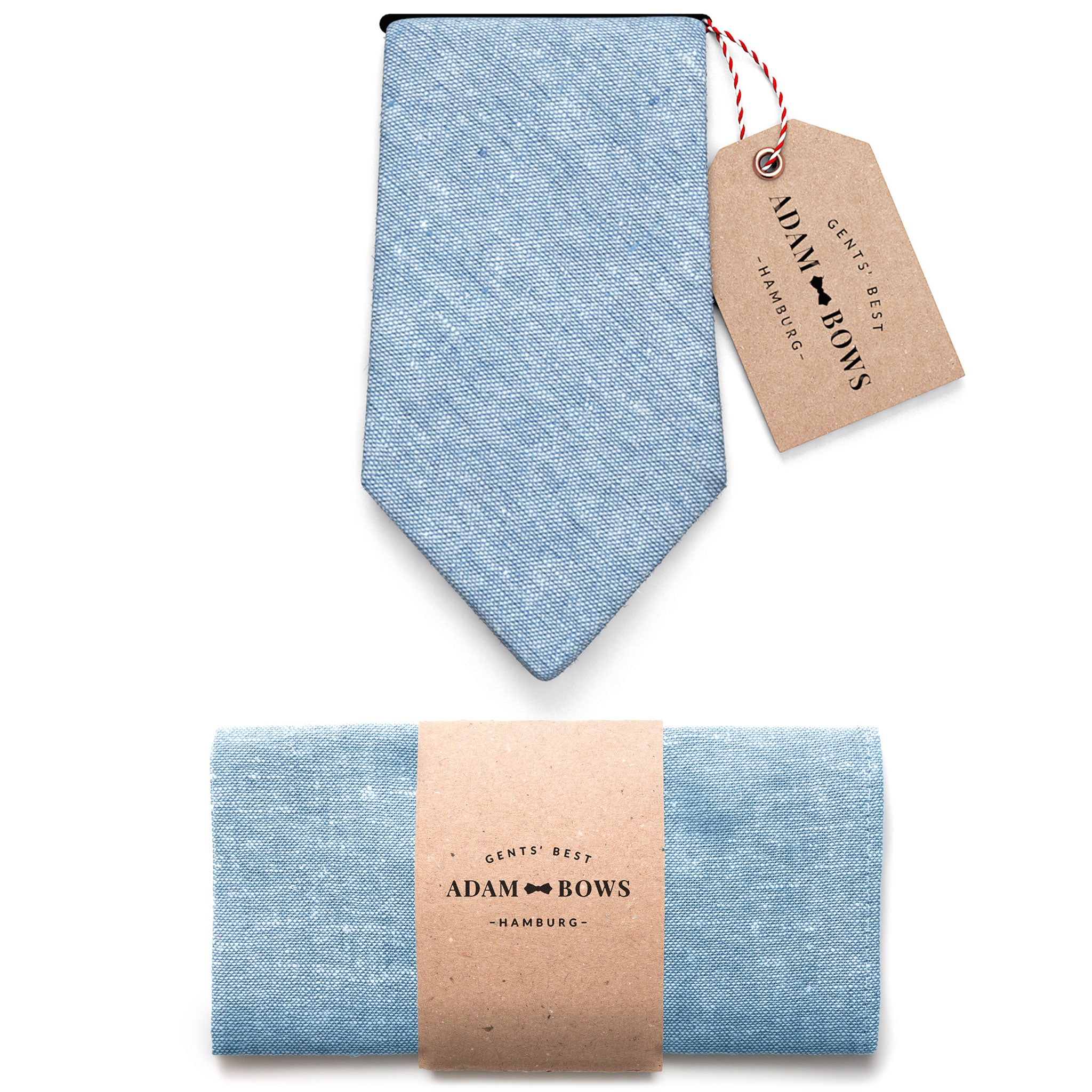 Set Krawatte und Einstecktuch Hellblau "Justus"