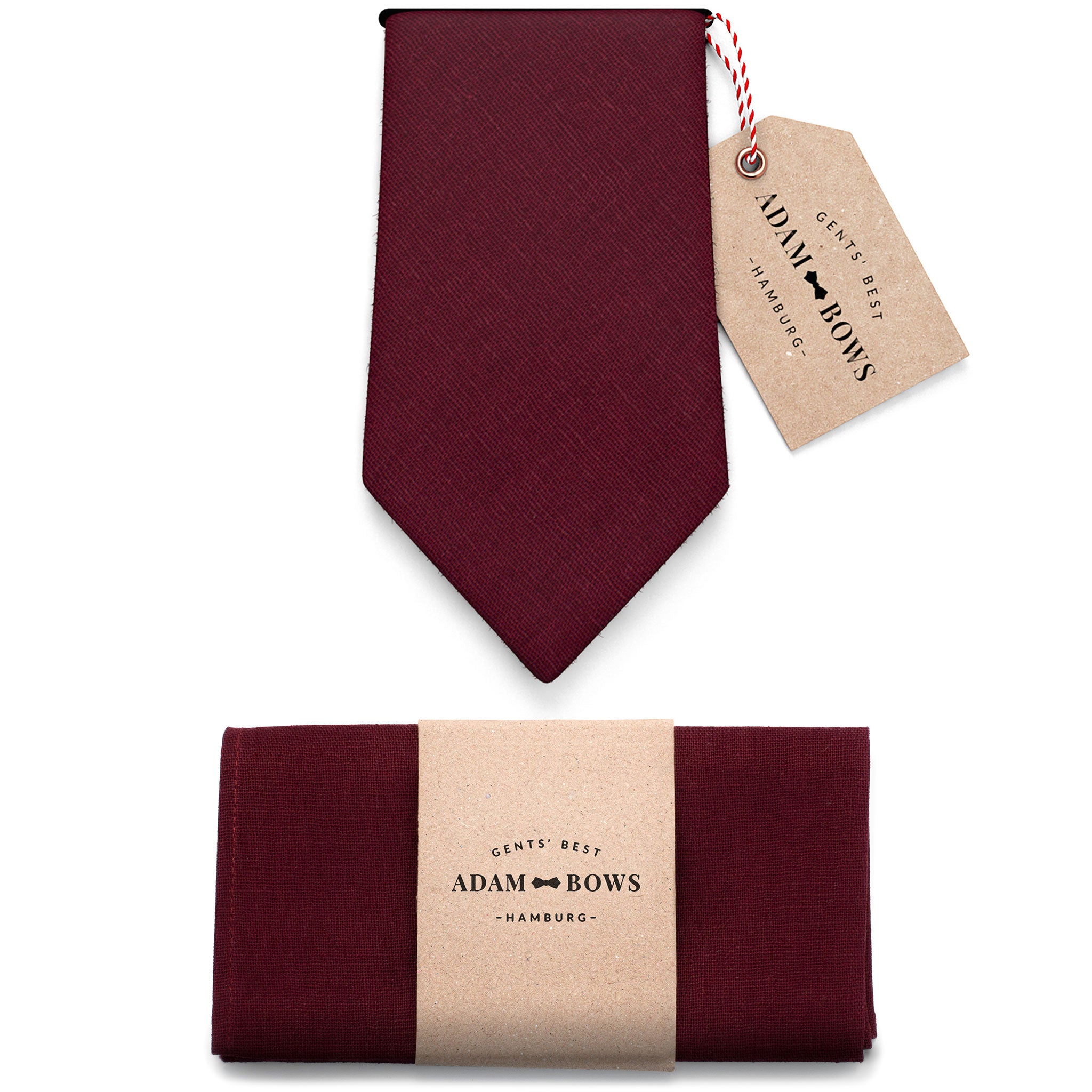 Set tie and pocket square Bordeaux "George"