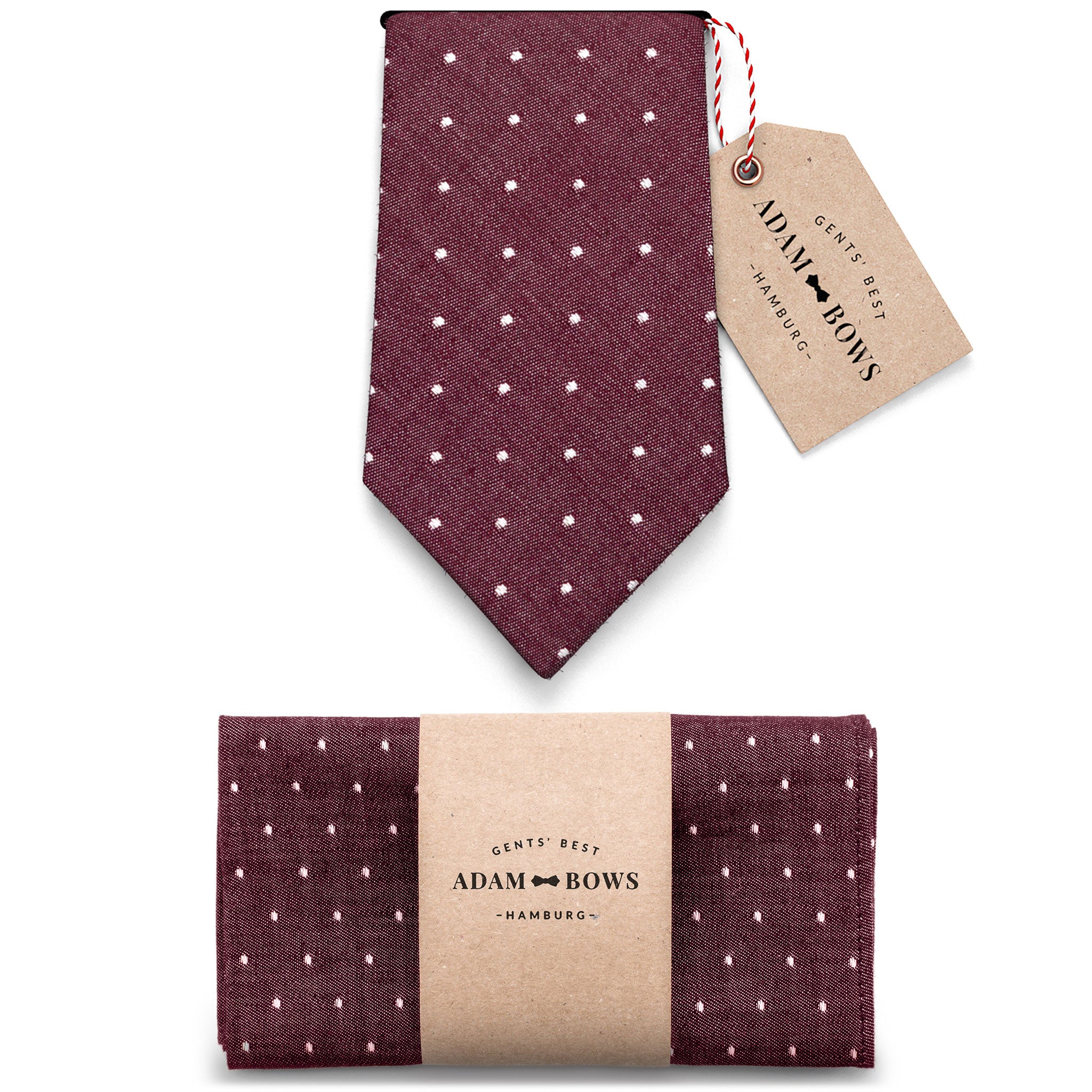 Set tie and handkerchief burgundy "Raul"