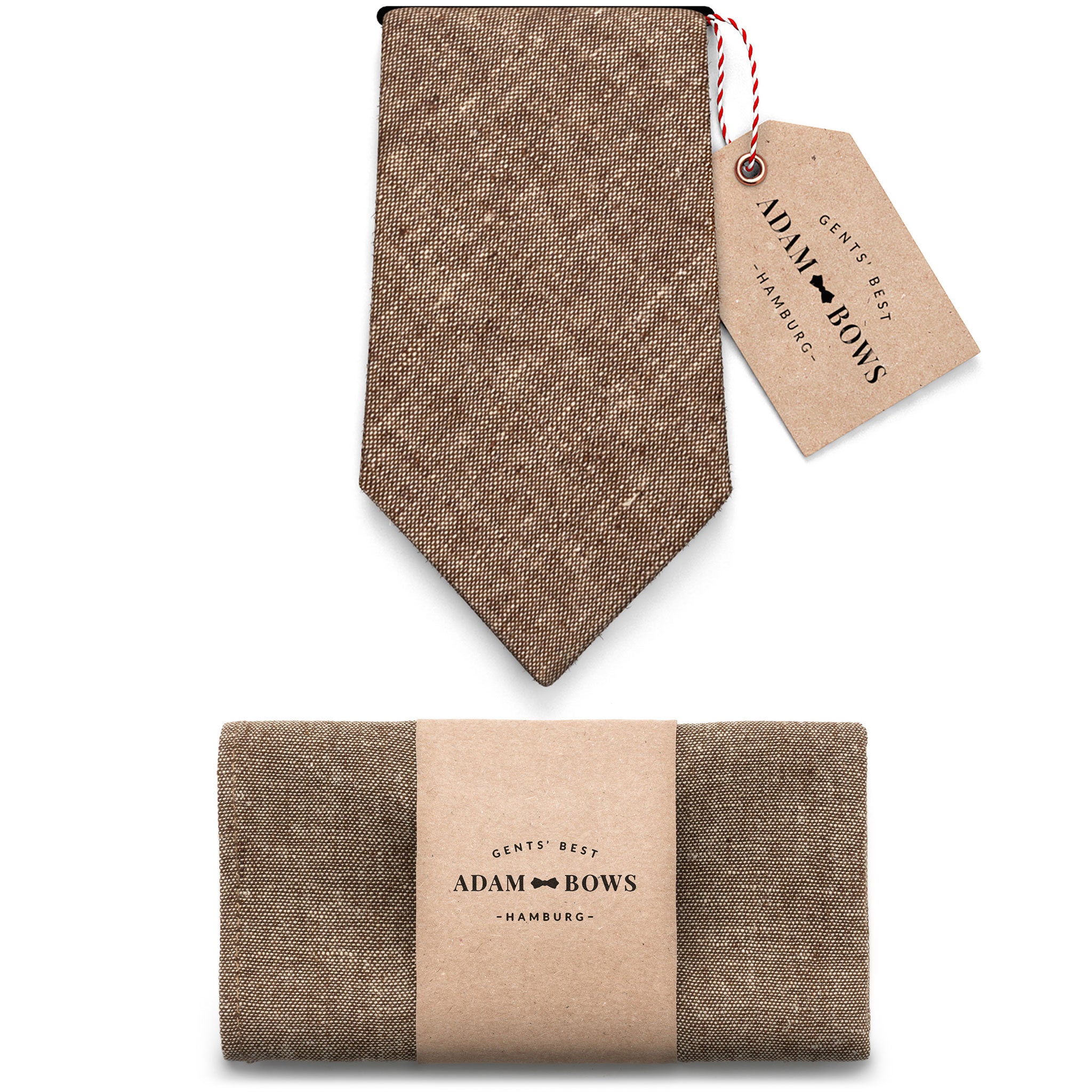 Set Krawatte und Einstecktuch Braun "Bosse"