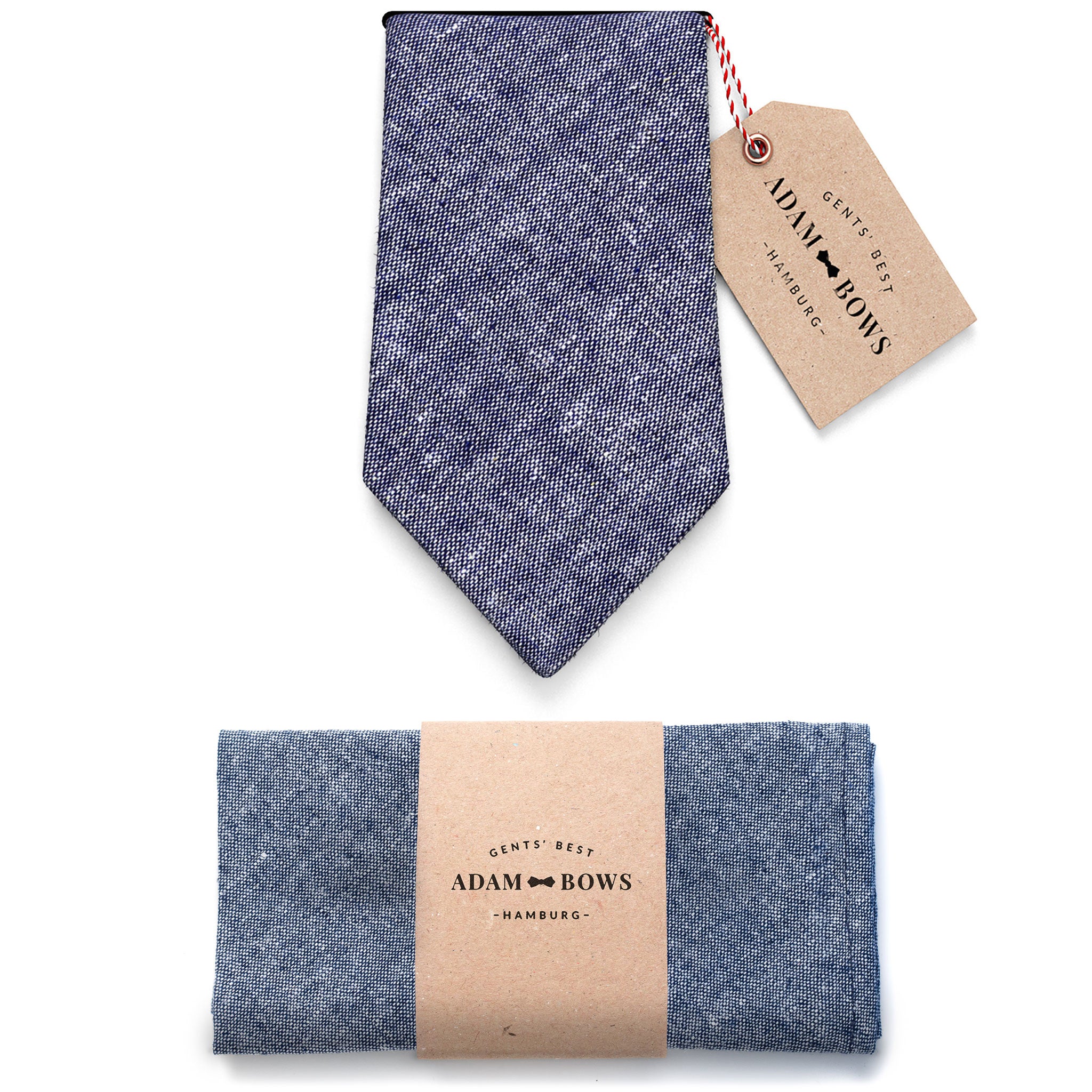 Set Krawatte und Einstecktuch Dunkelblau "Hugo"