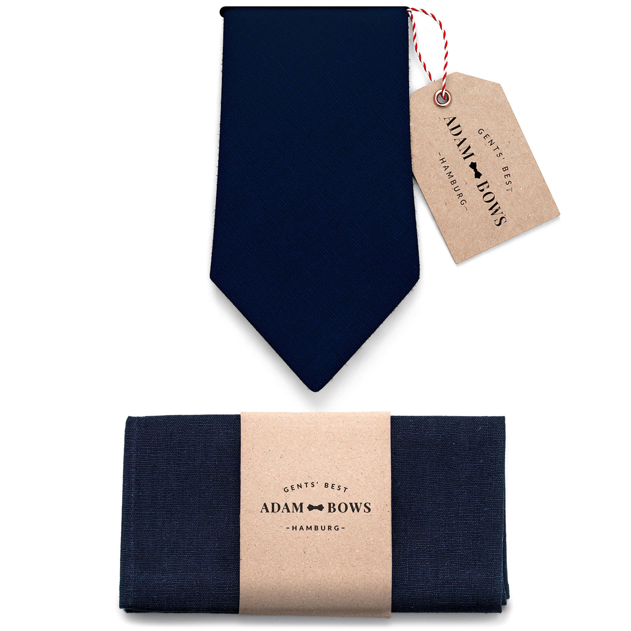 Set Krawatte und Einstecktuch Dunkelblau Navy "Wilhelm"