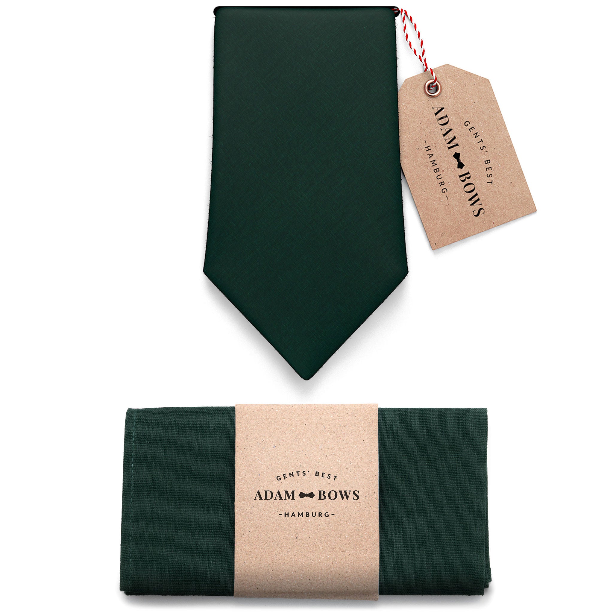 Set Krawatte und Einstecktuch Dunkelgrün "Gustav"