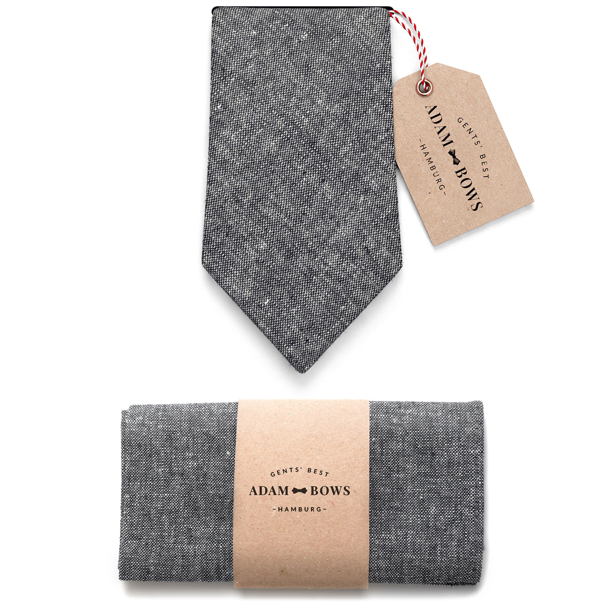 Set tie and pocket square dark gray "Fritz"