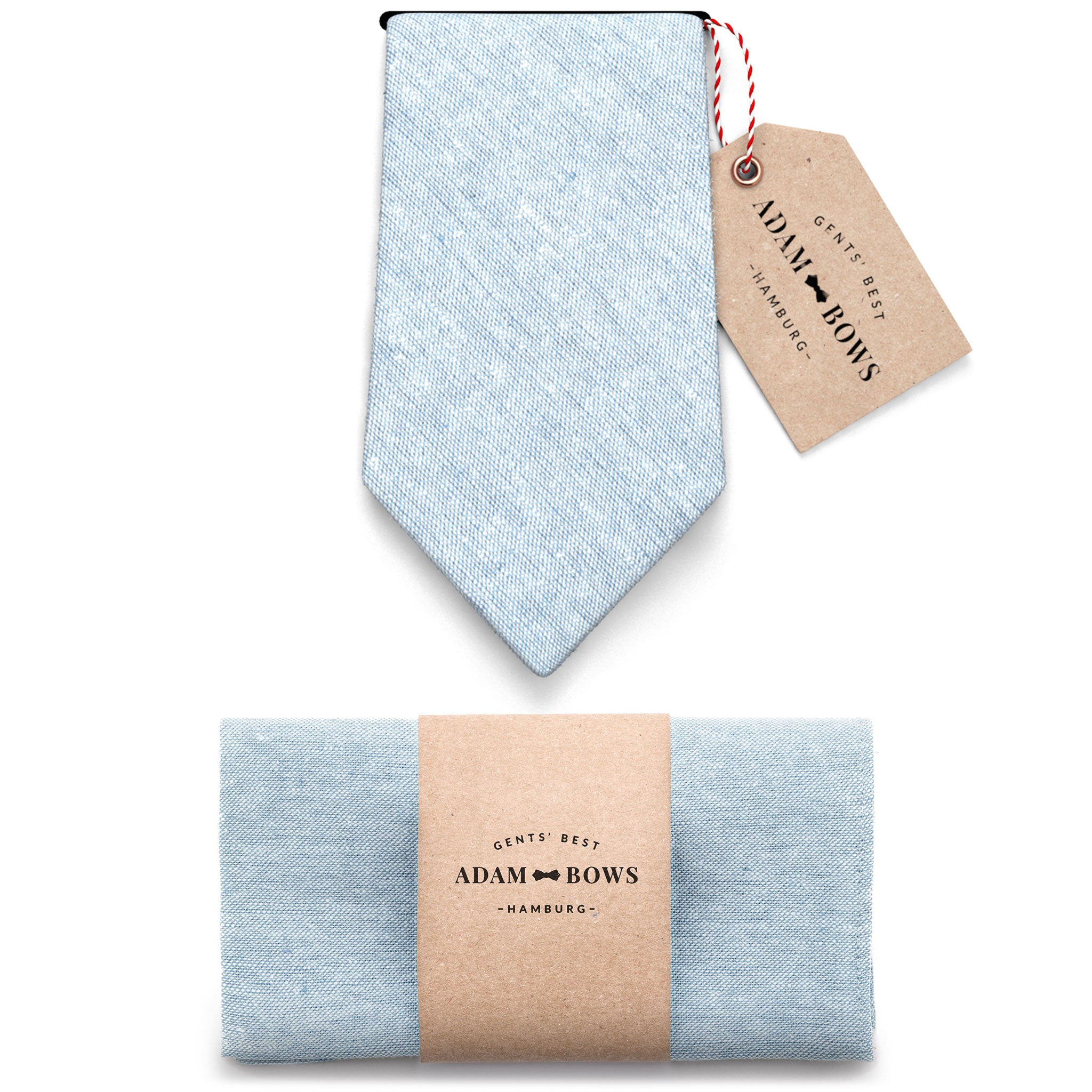 Set Krawatte und Einstecktuch Hellblau "Emil"