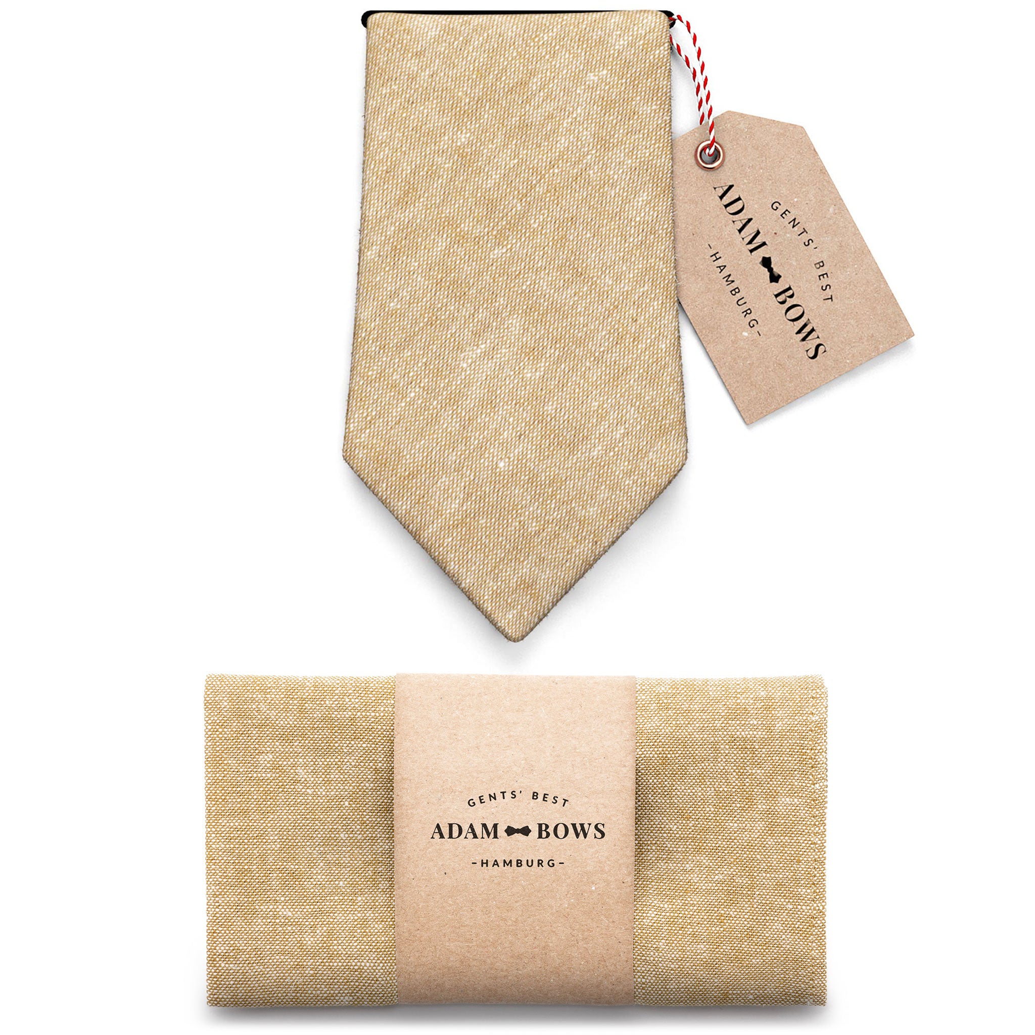 Set Krawatte und Einstecktuch Hellbraun "Claas"