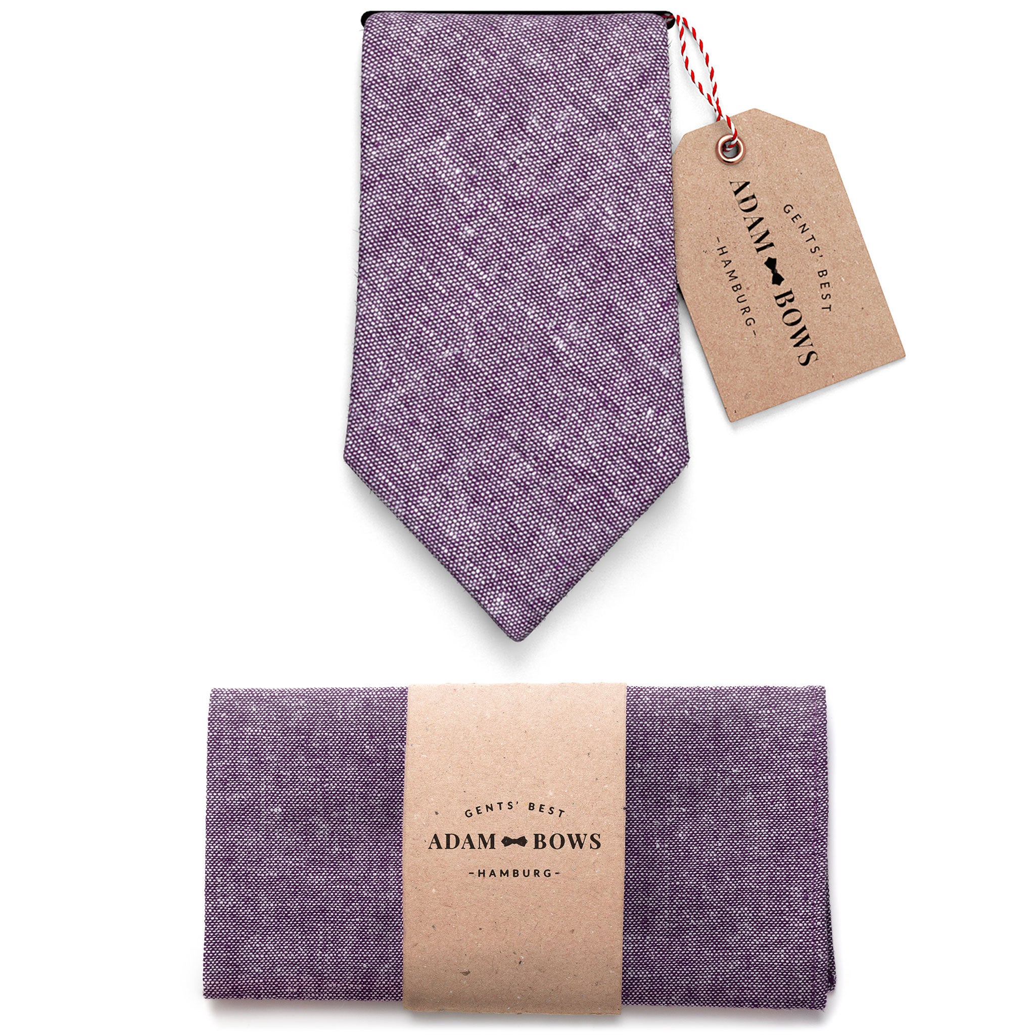 Set Tie and Pocket Square Purple Aubergine "Jasper"