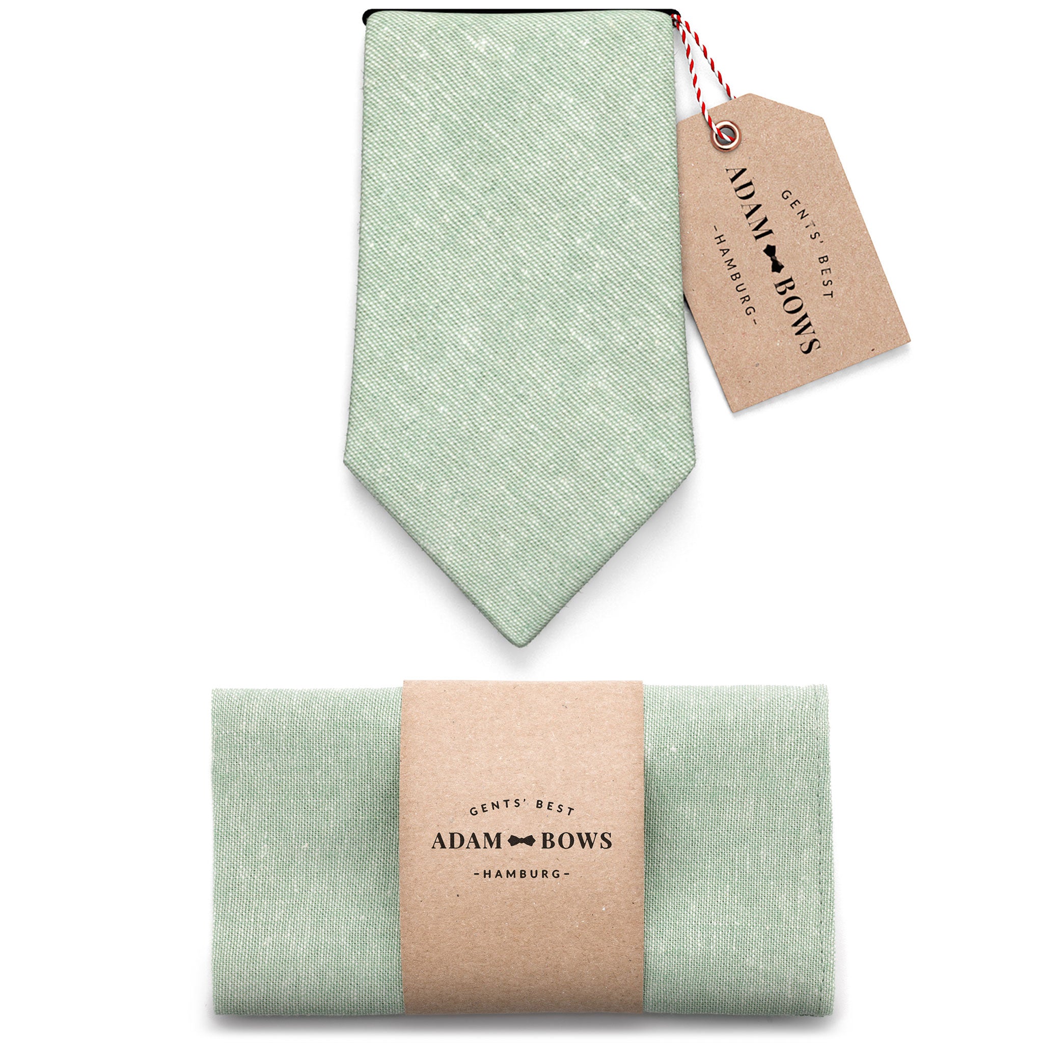 Set Krawatte und Einstecktuch Mintgrün "Fiete"
