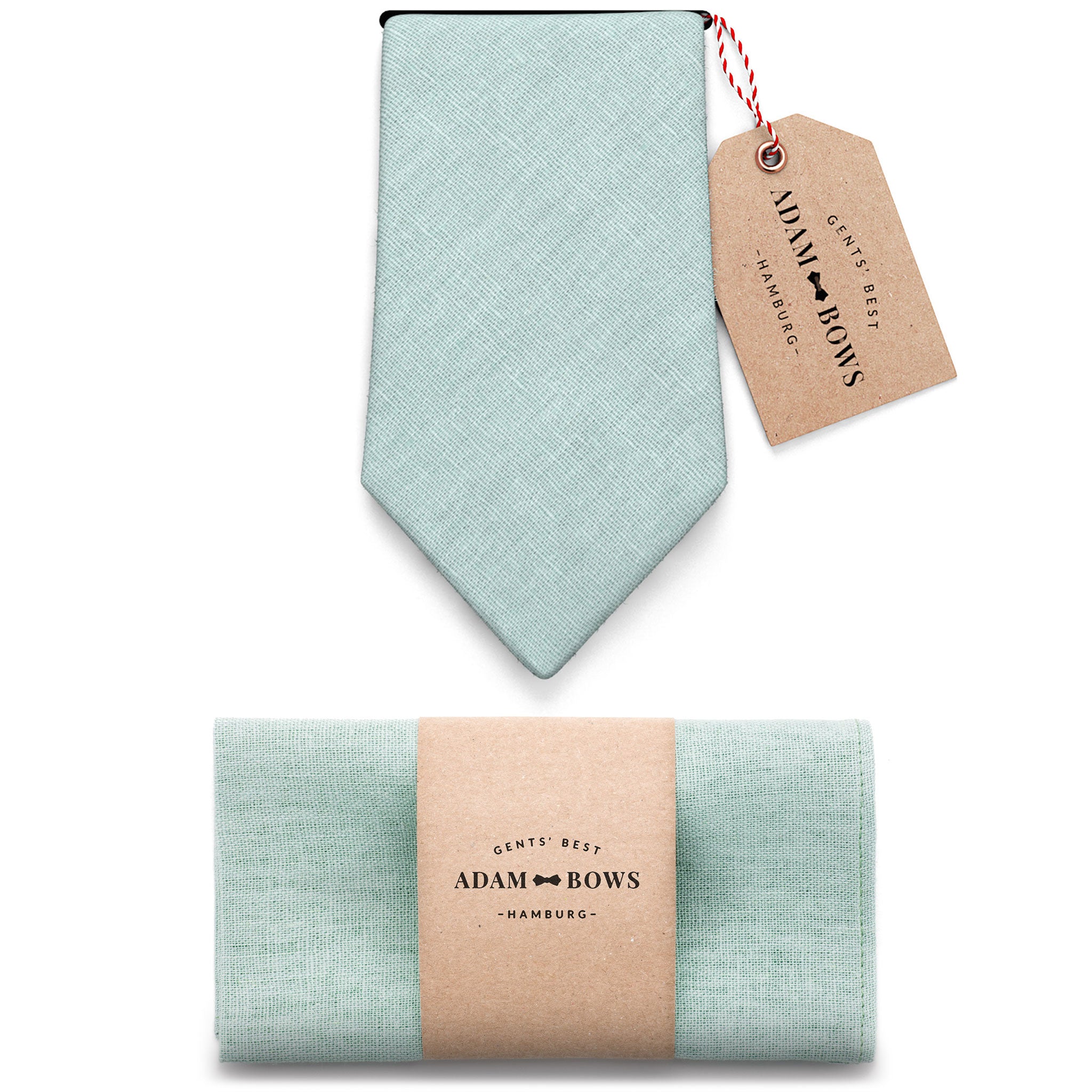 Set tie and pocket square sage green "Finn"