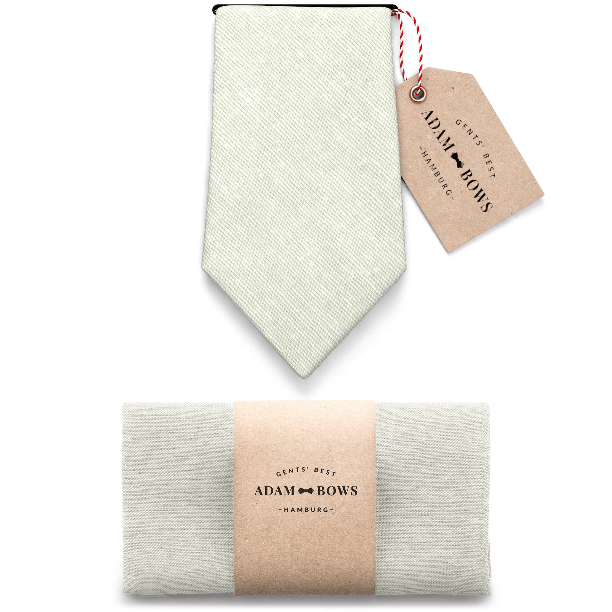 Set tie and pocket square pastel green "Anton"