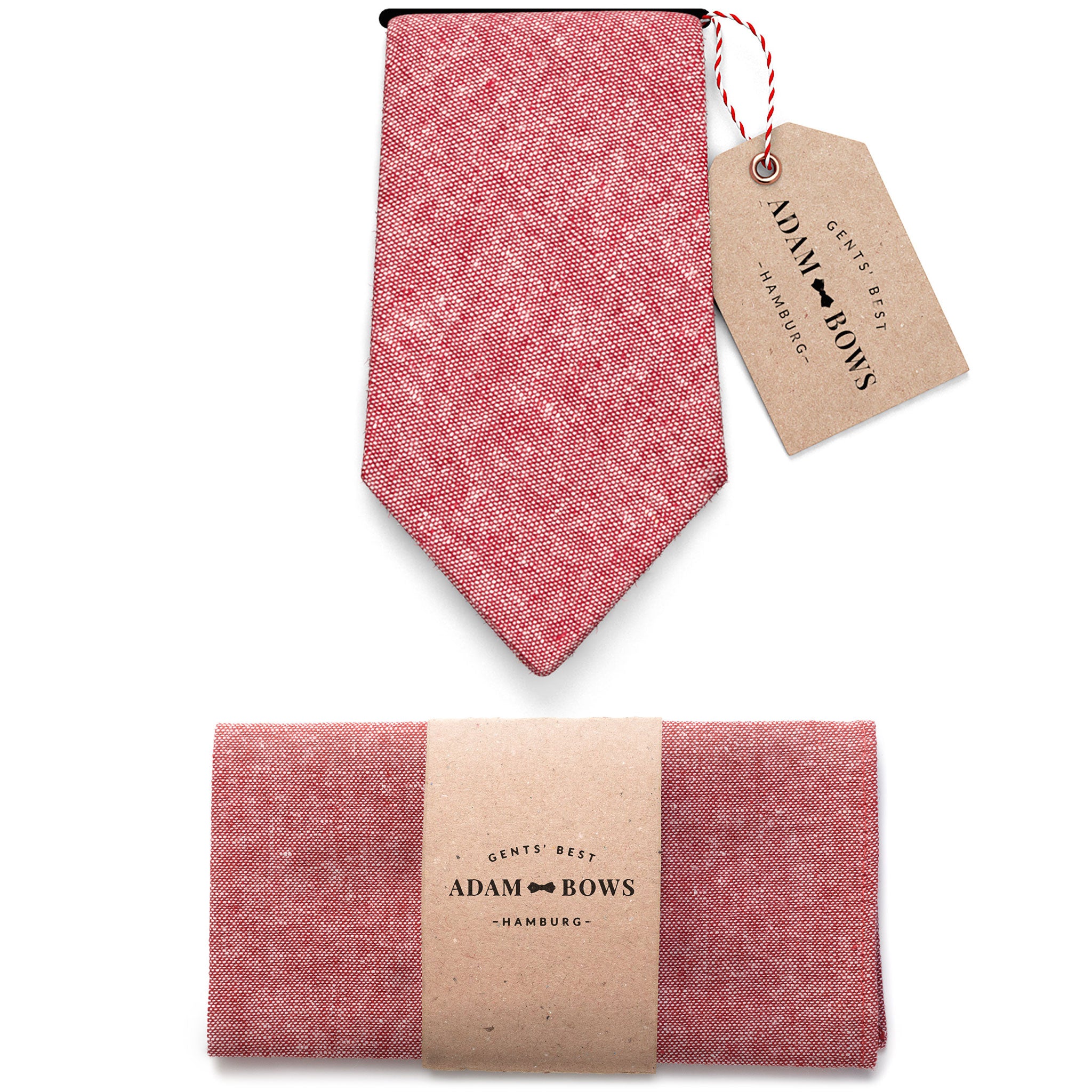 Set Tie and Pocket Square Red "Carlos"