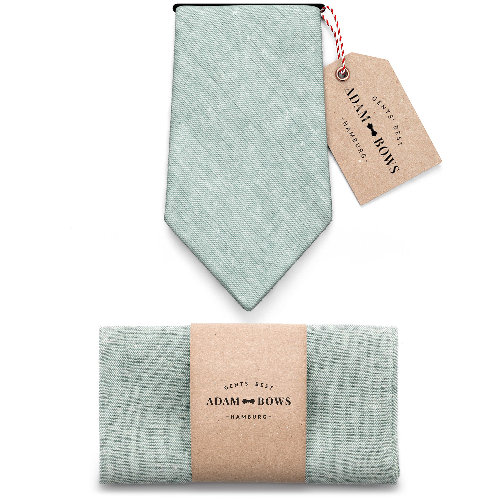 Set tie and pocket square sage green "Lasse"