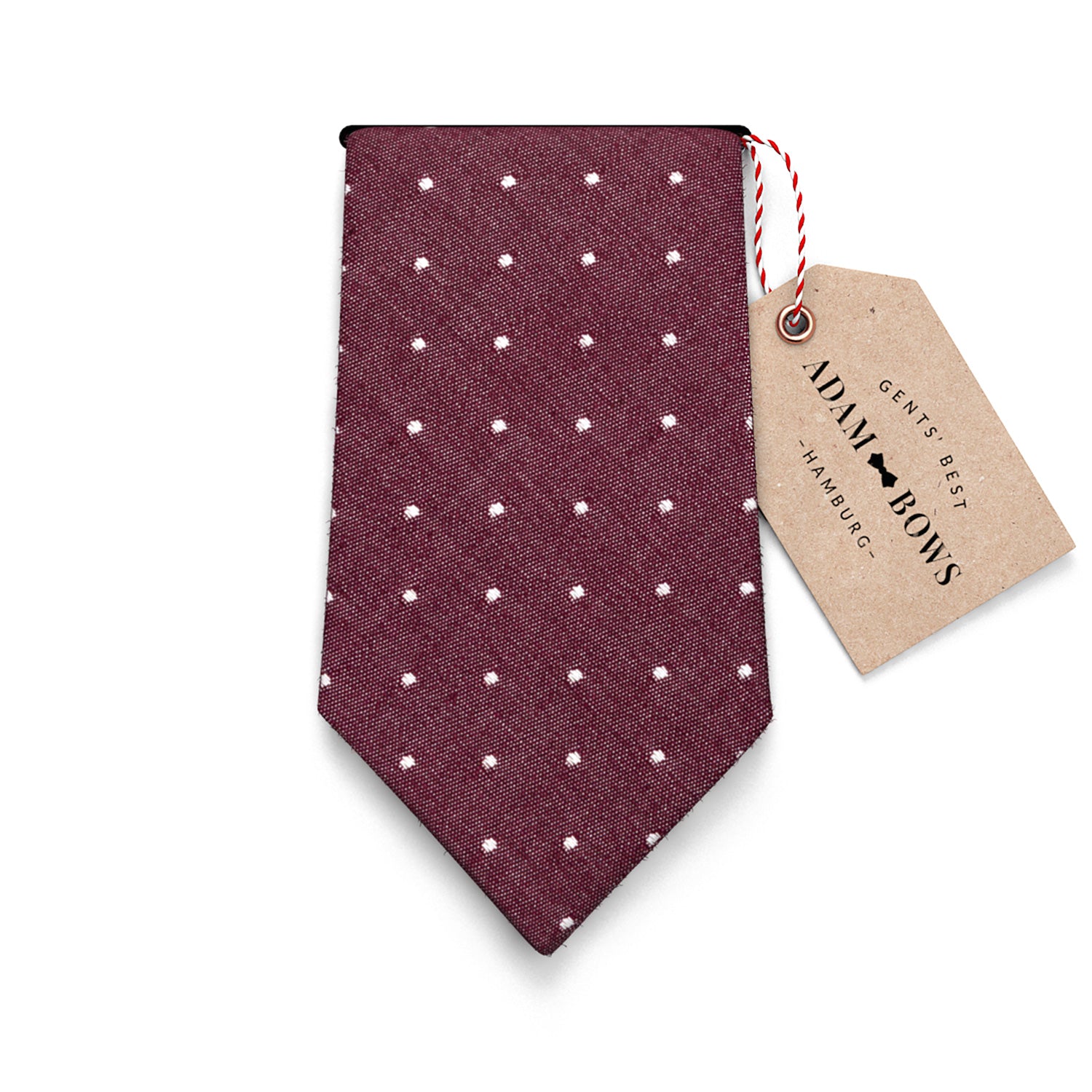 krawatte-bordeaux-weinrot-punkte-leinen-vintage-raul-adambows