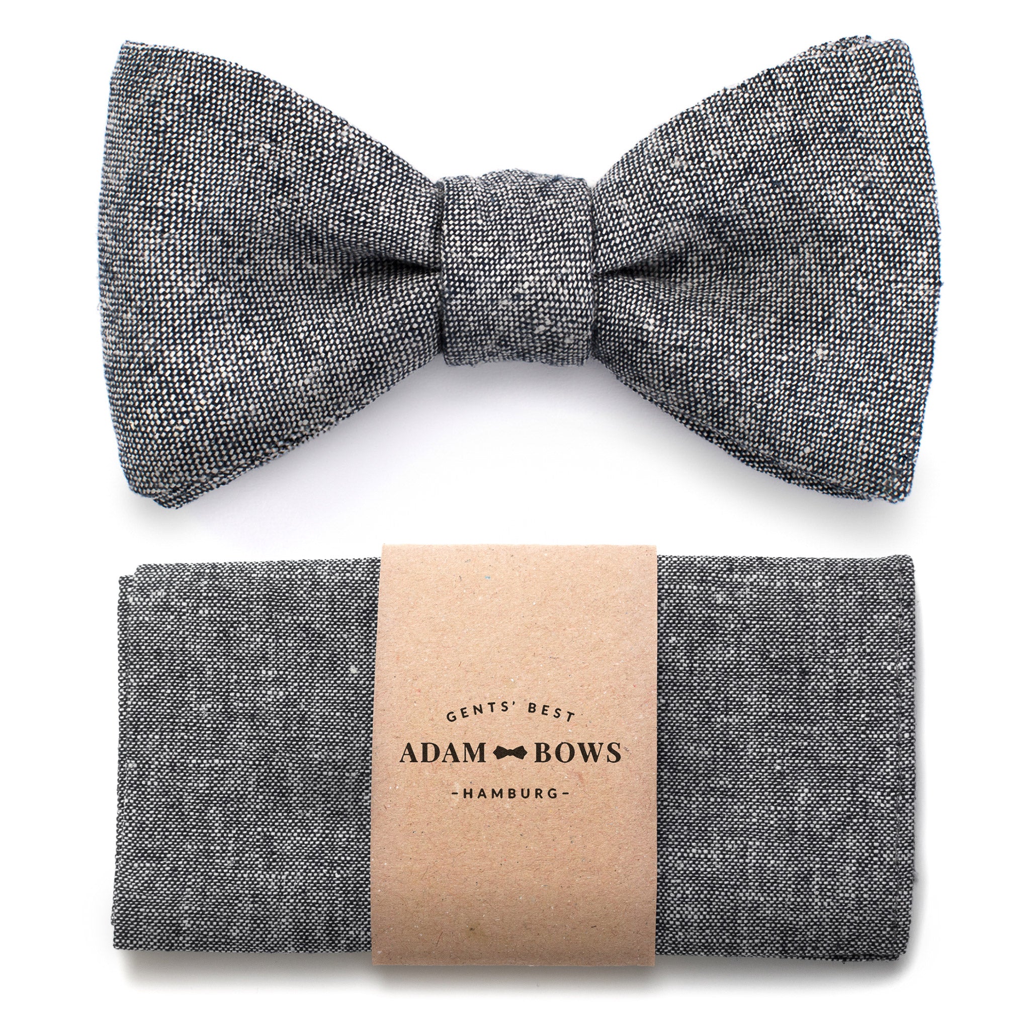 Set Bow Tie and Pocket Square Dark Grey "Fritz"