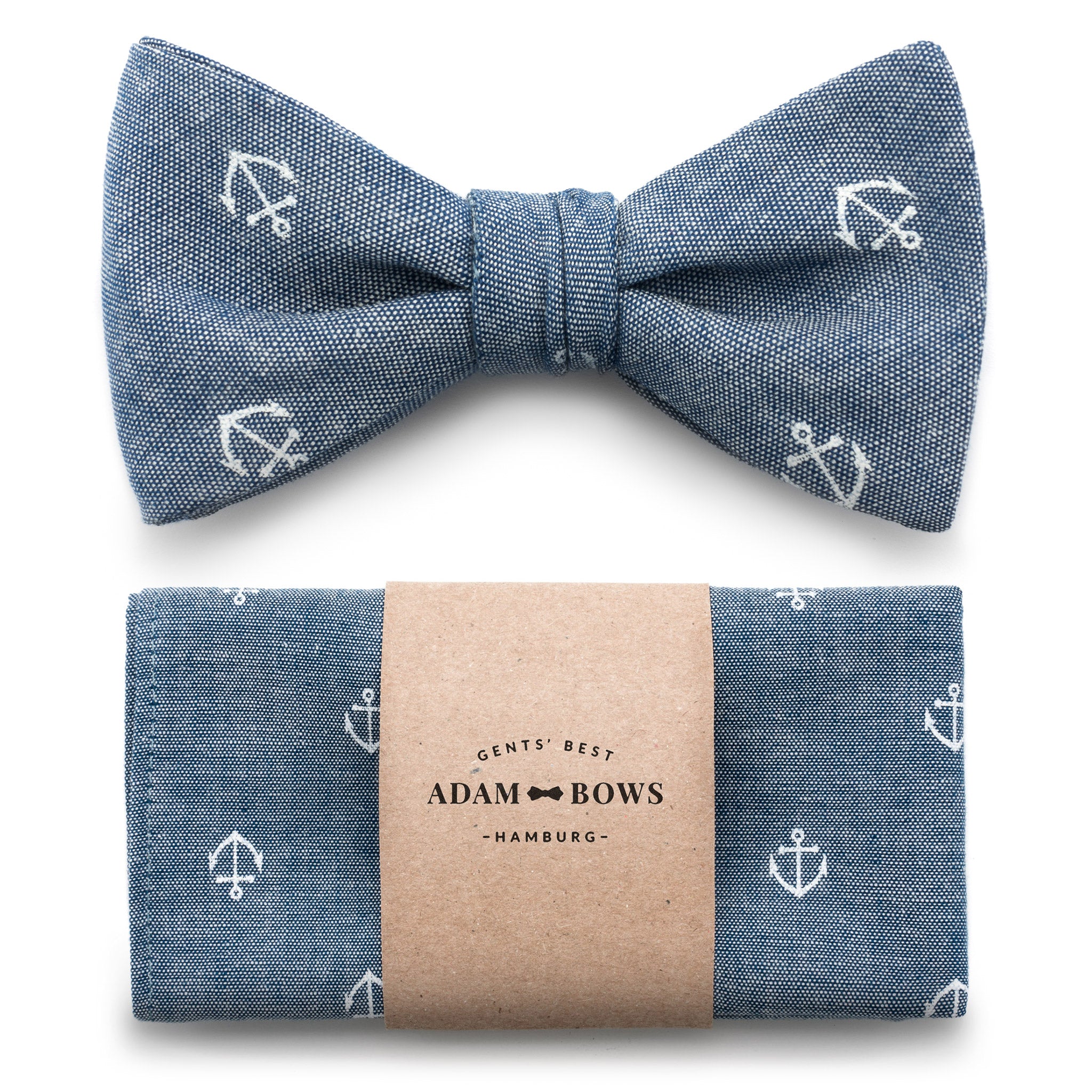 Set bow tie and pocket square in blue "Hans"