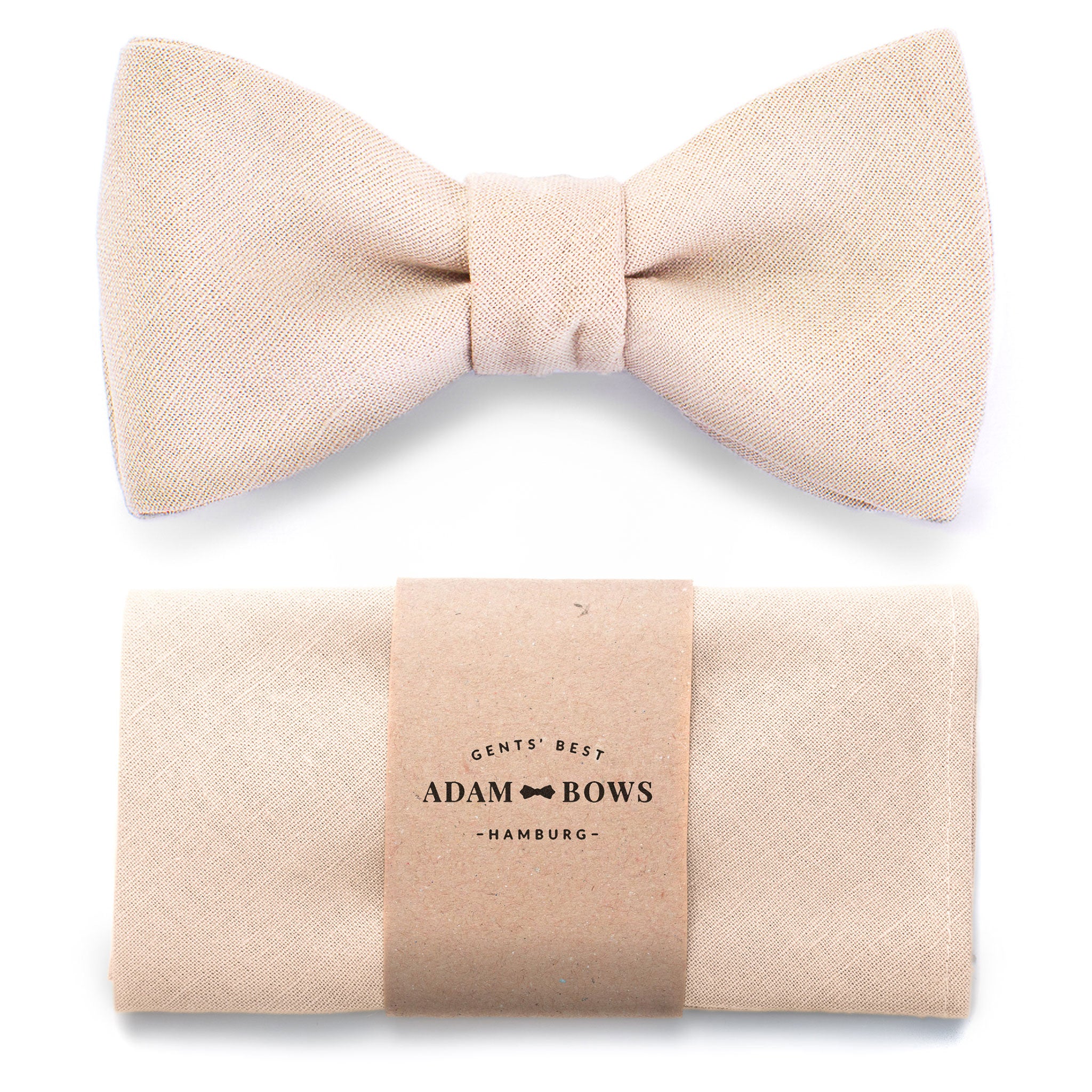 Set bow tie and pocket square in apricot "Francois"