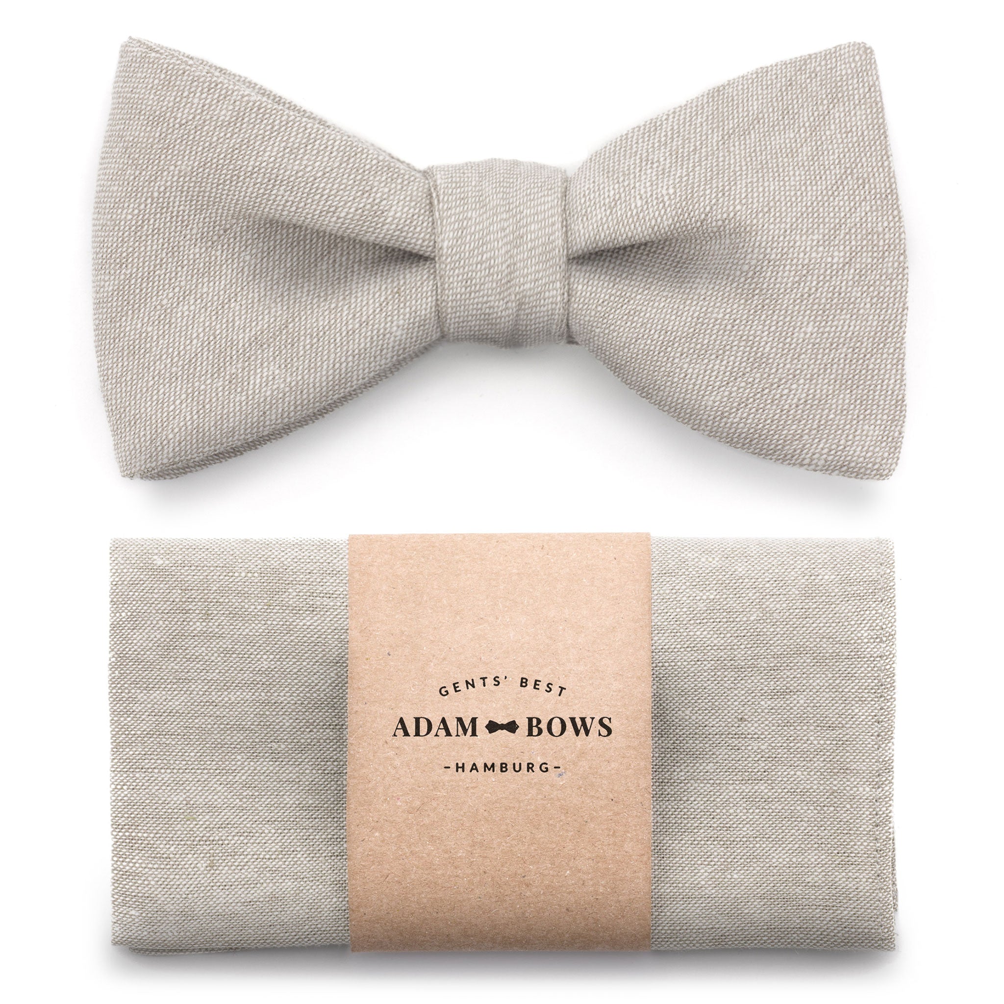 Set Bow Tie and Pocket Square Natural "Michel"