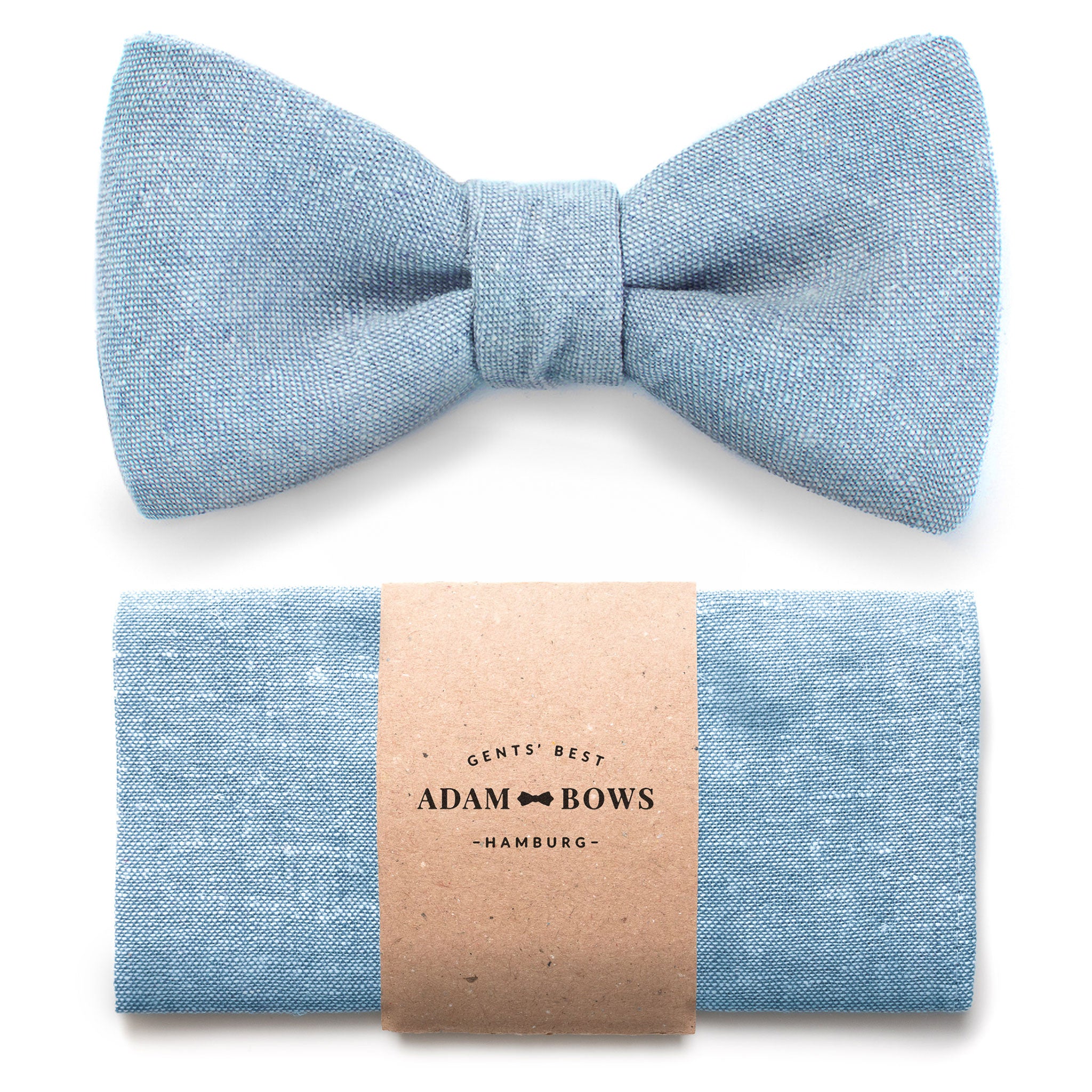 Set Bow Tie and Pocket Square Light Blue "Justus"