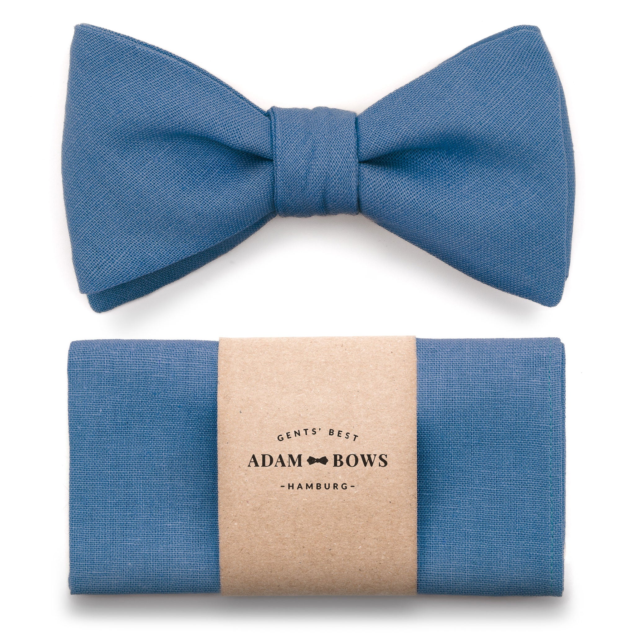 Set bow tie and pocket square in blue "Ray"