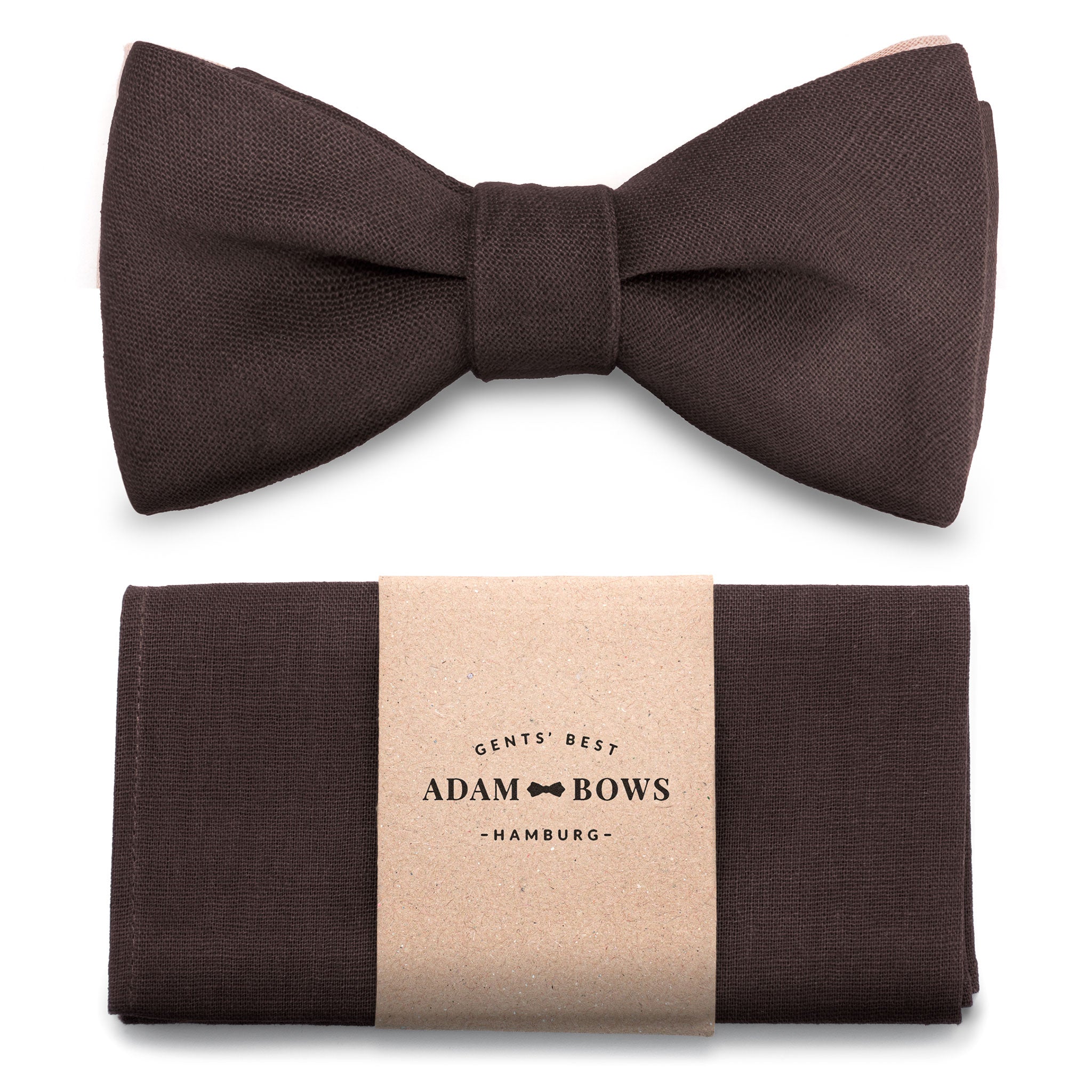 Set bow tie and pocket square in dark brown "Tammo"