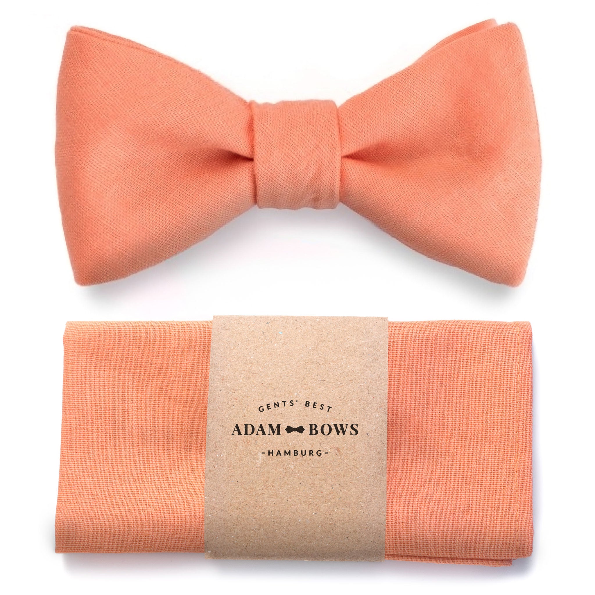 Set bow tie and pocket square in coral "Pablo"