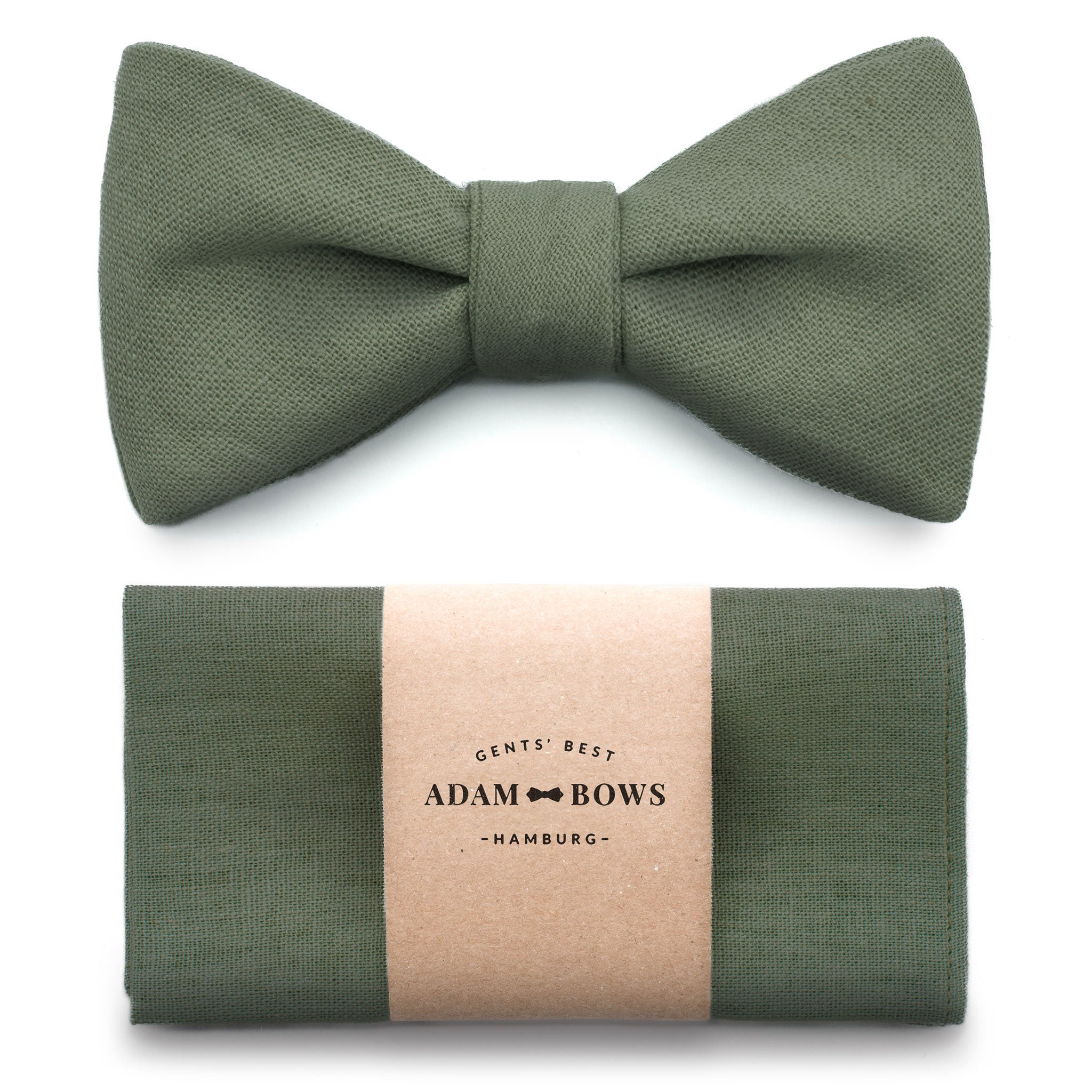 Set bow tie and pocket square in dark green "Theo"