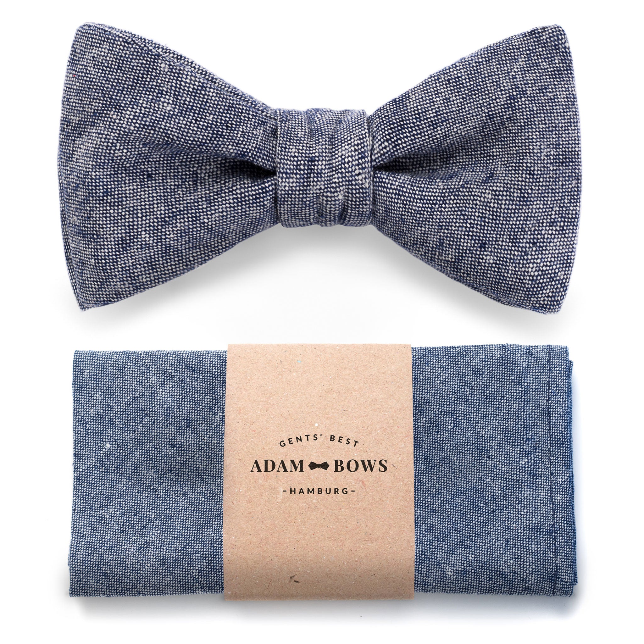 Set bow tie and pocket square in dark blue "Hugo"