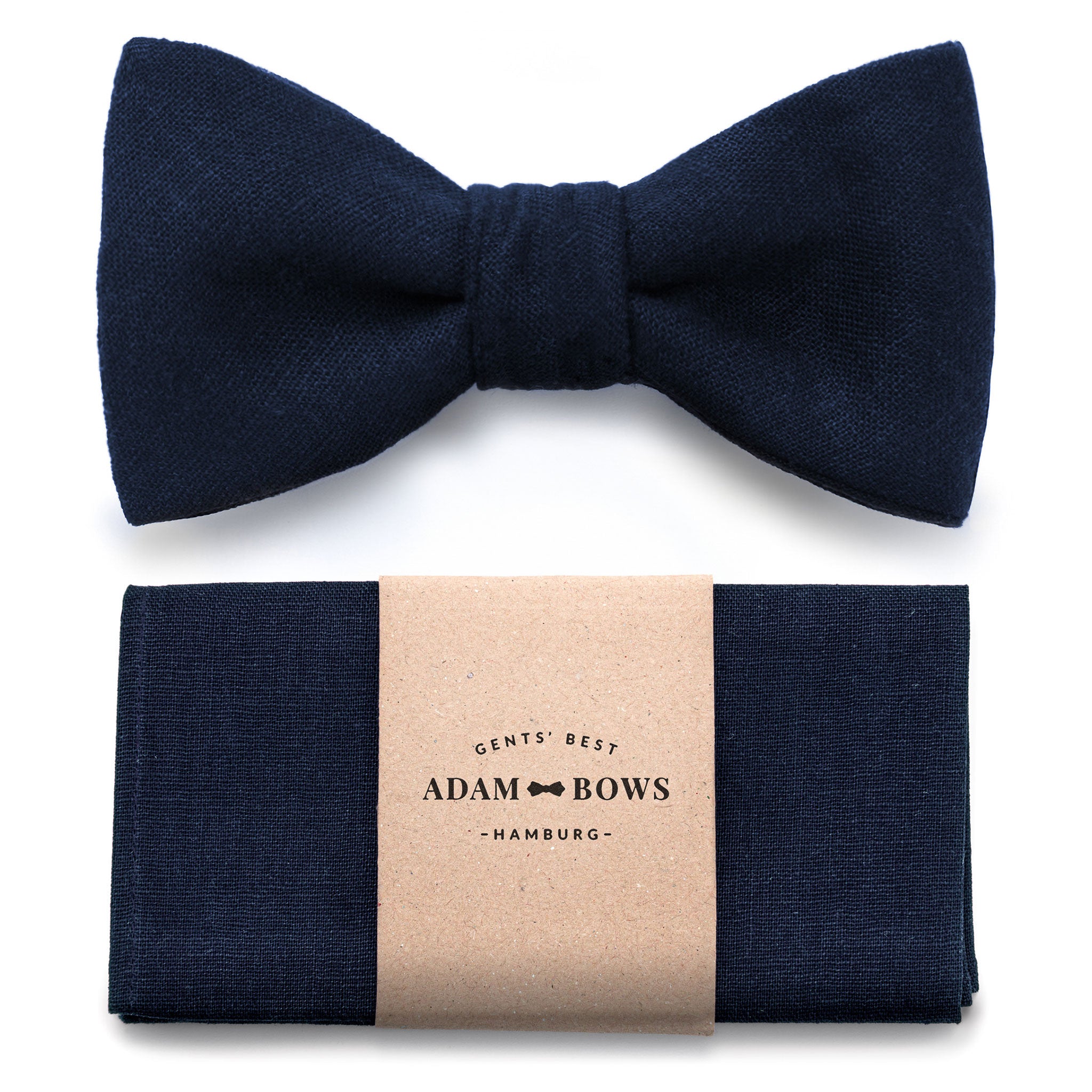 Set bow tie and pocket square in dark blue "Wilhelm"