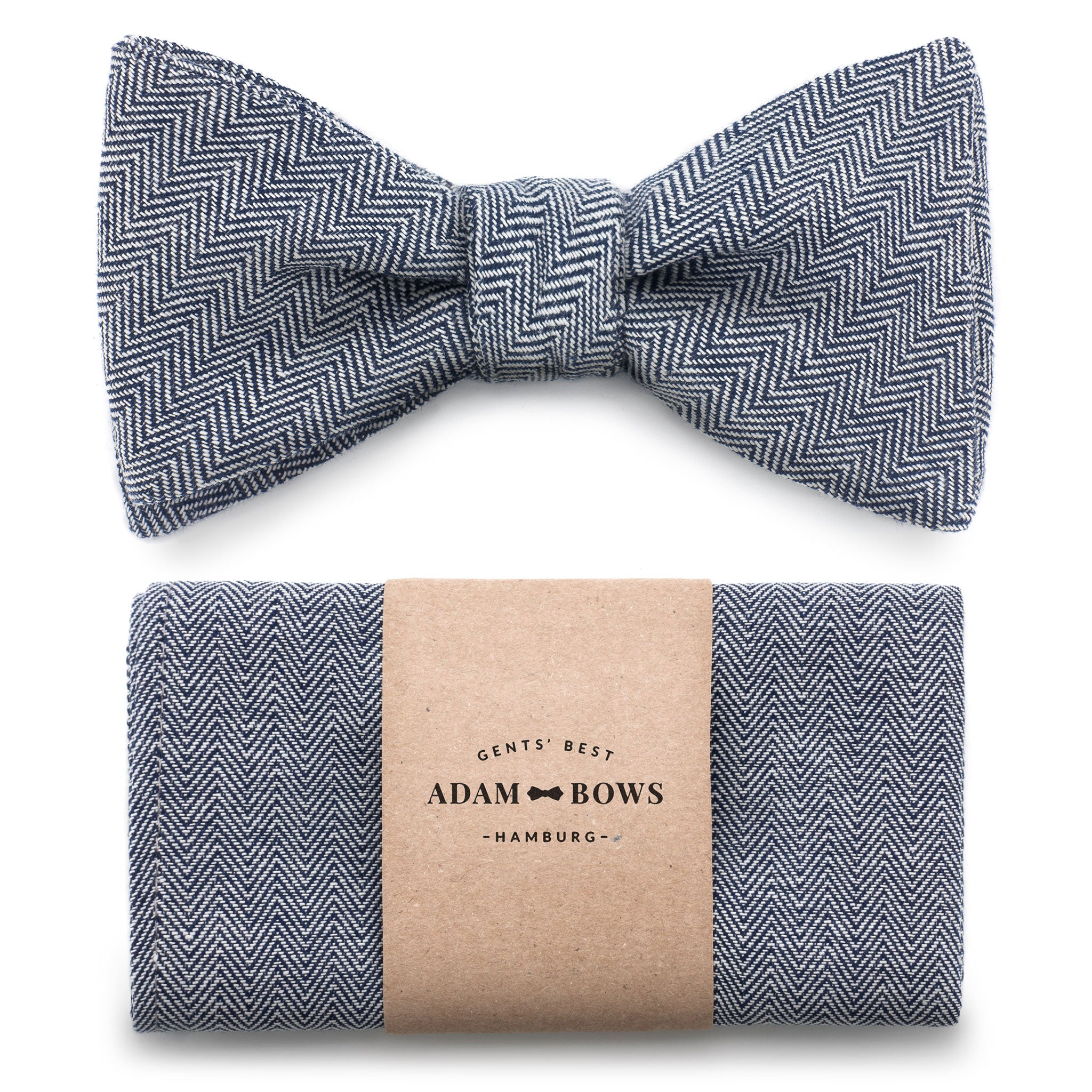 Set bow tie and pocket square in blue "Henry"