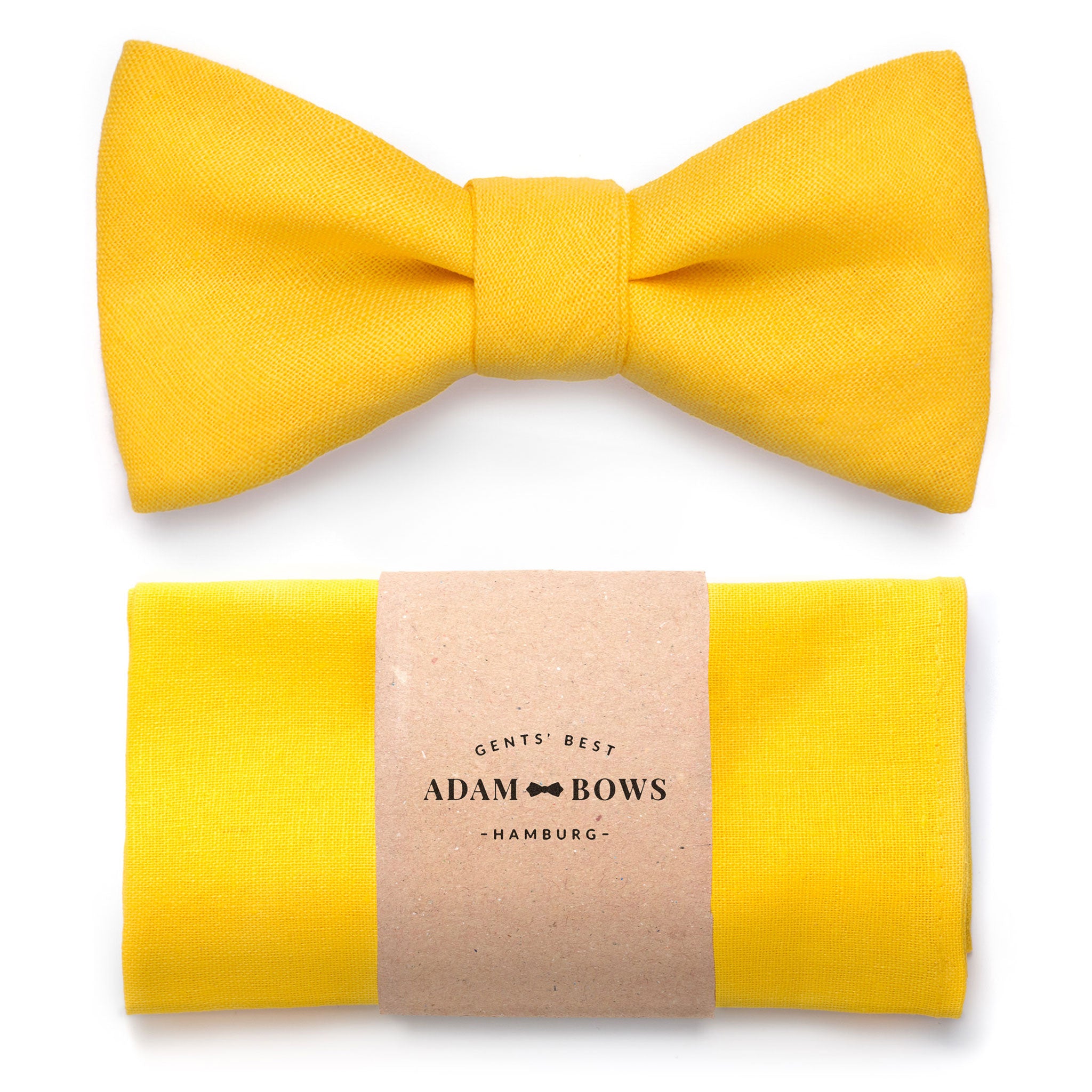 Set bow tie and pocket square in yellow "Sunny"