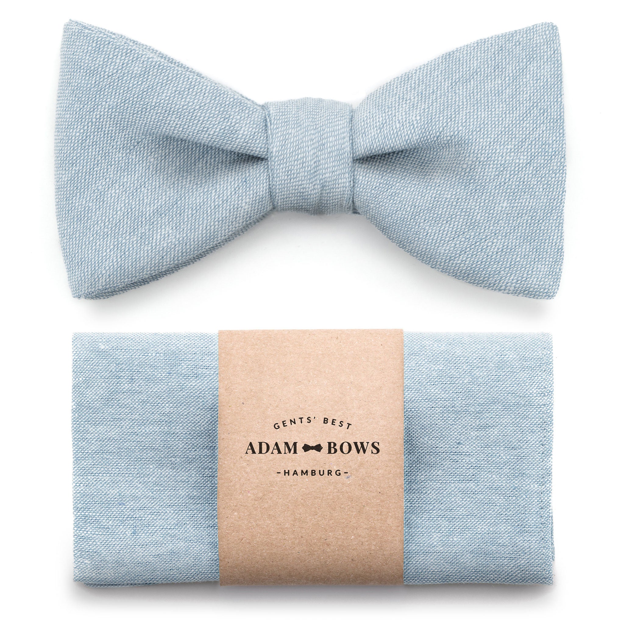 Set bow tie and pocket square in light blue "Emil"