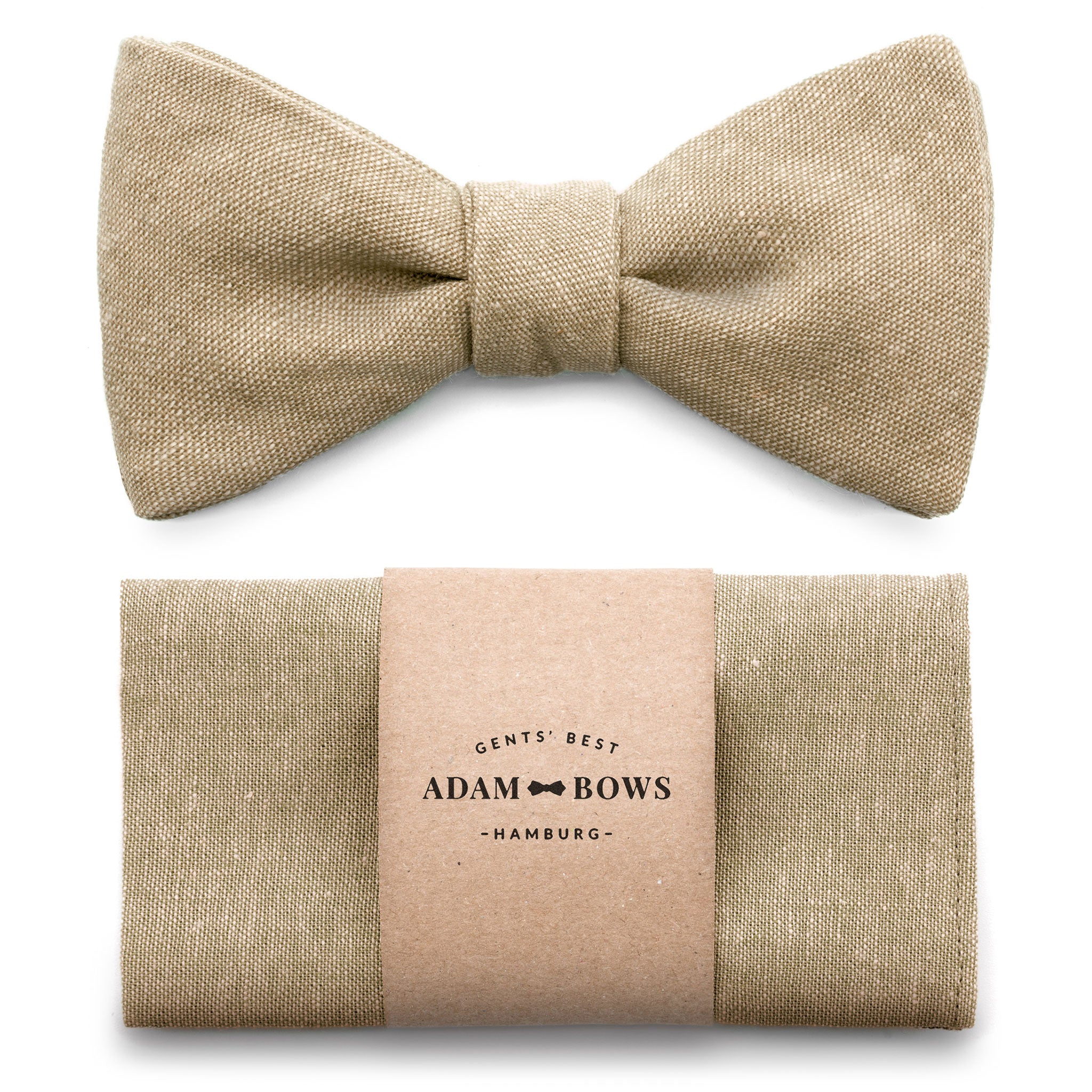 Set bow tie and pocket square in mocha "Hanno"