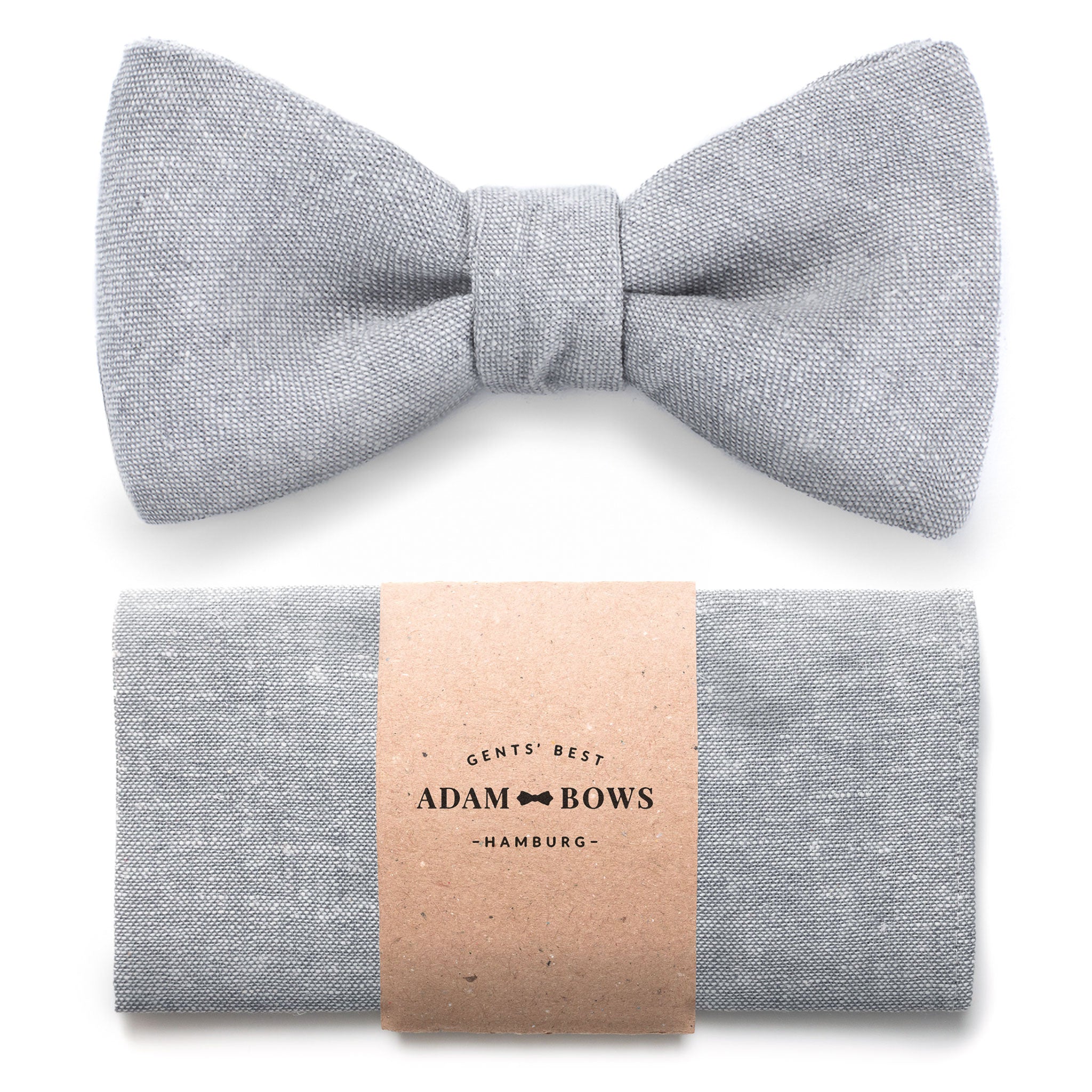 Set Bow Tie and Pocket Square Light Grey "Oskar"