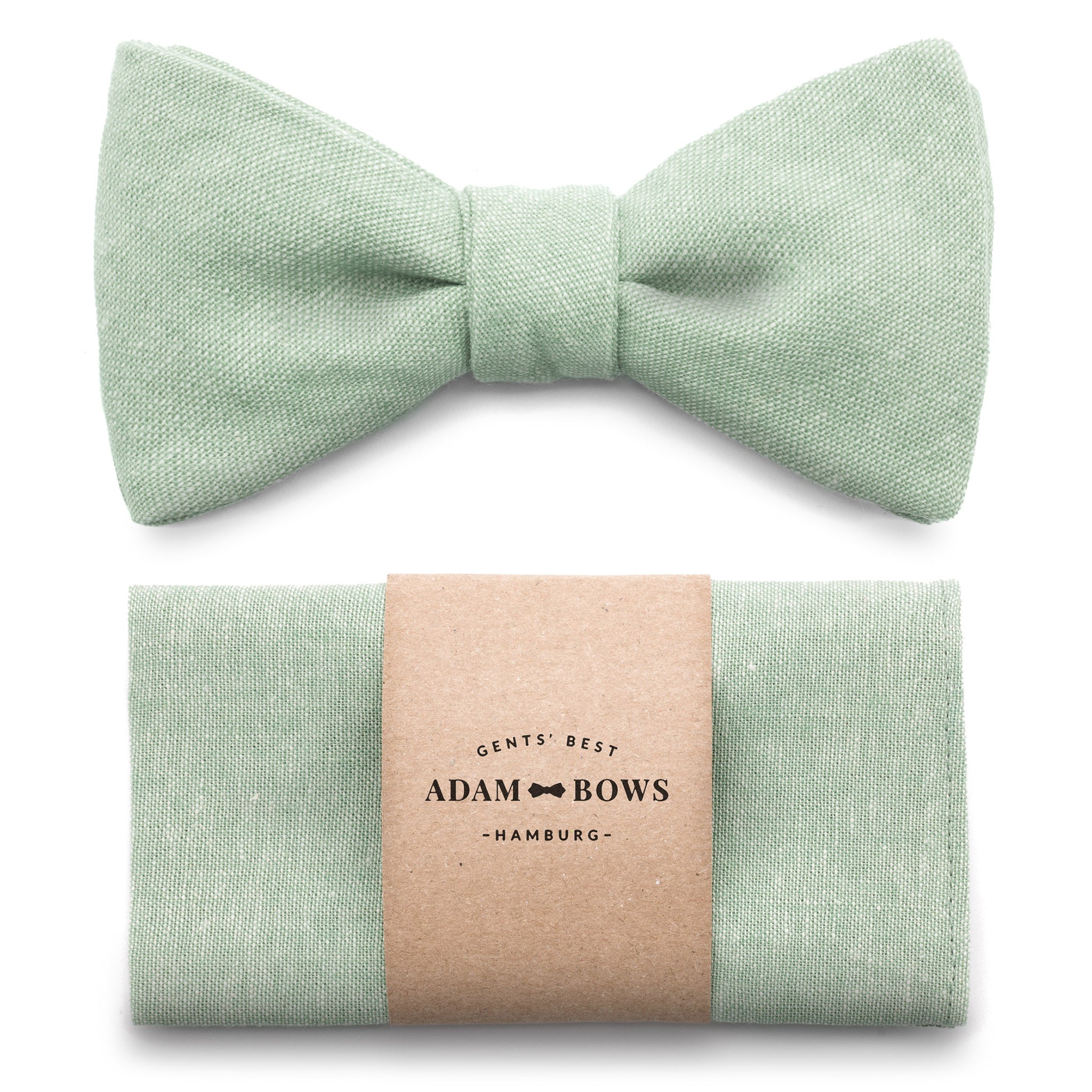 Set Bow Tie and Pocket Square Mint Green "Fiete"