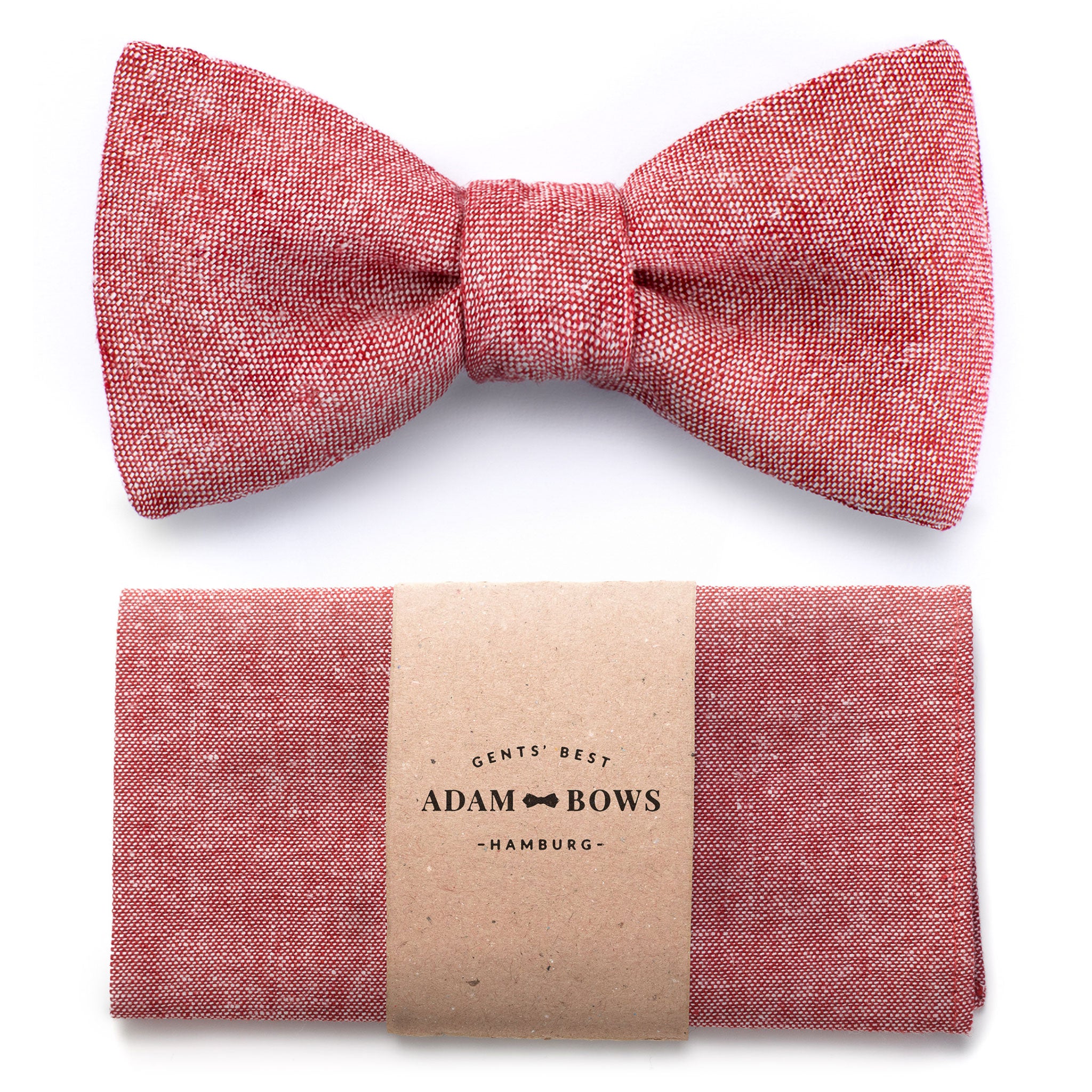 Set bow tie and pocket square in red "Carlos"