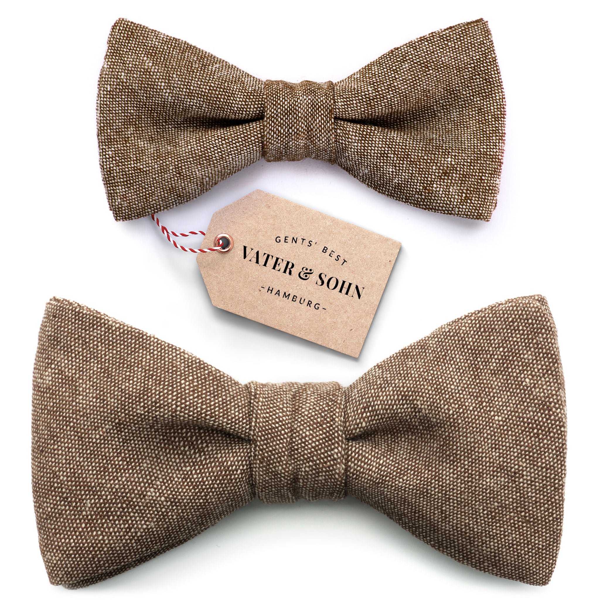 Set of children's bow ties and men's bow ties in brown "Bosse"