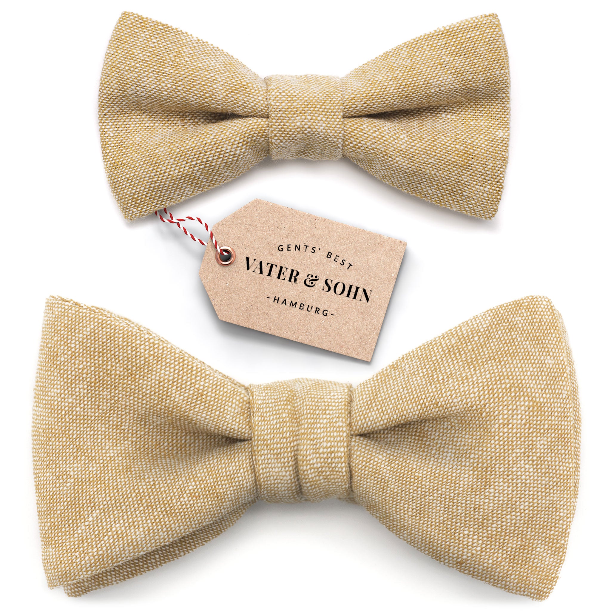 Set of children's bow ties and men's bow ties in light brown "Claas"