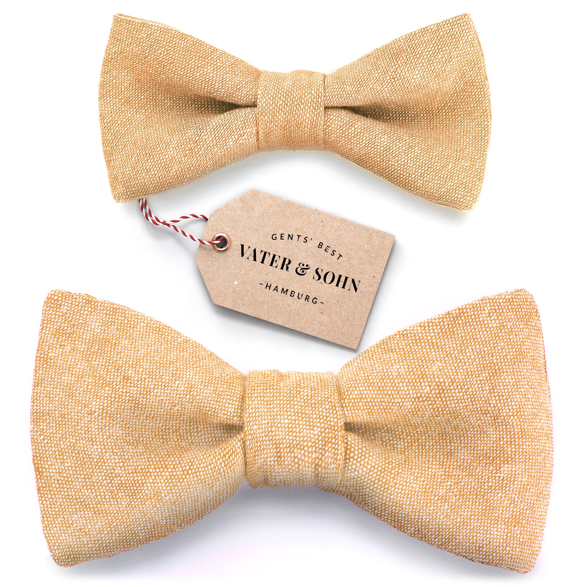 Set of children's bow ties and men's bow ties in curry yellow "Mats"